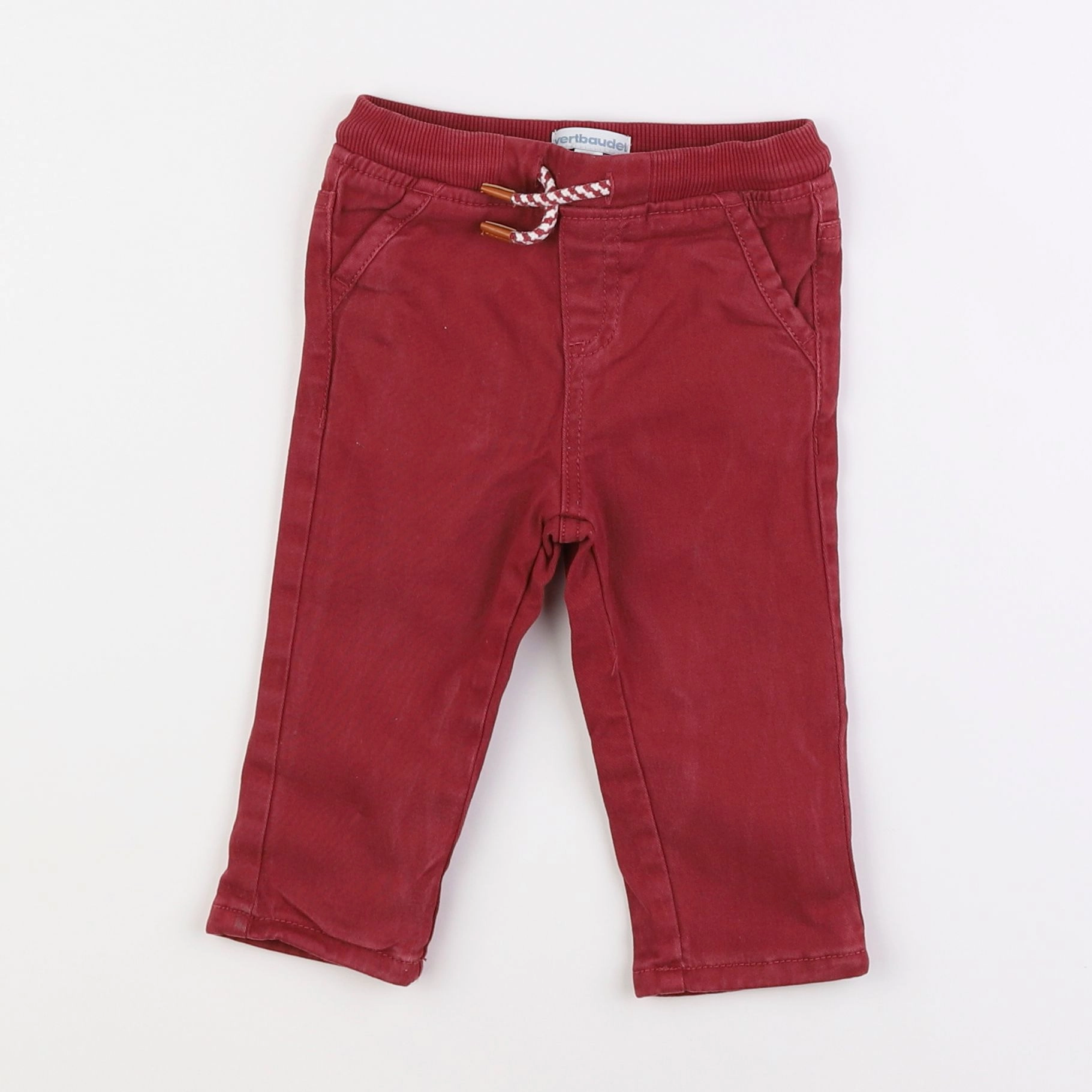 Vertbaudet - pantalon rouge - 12 mois