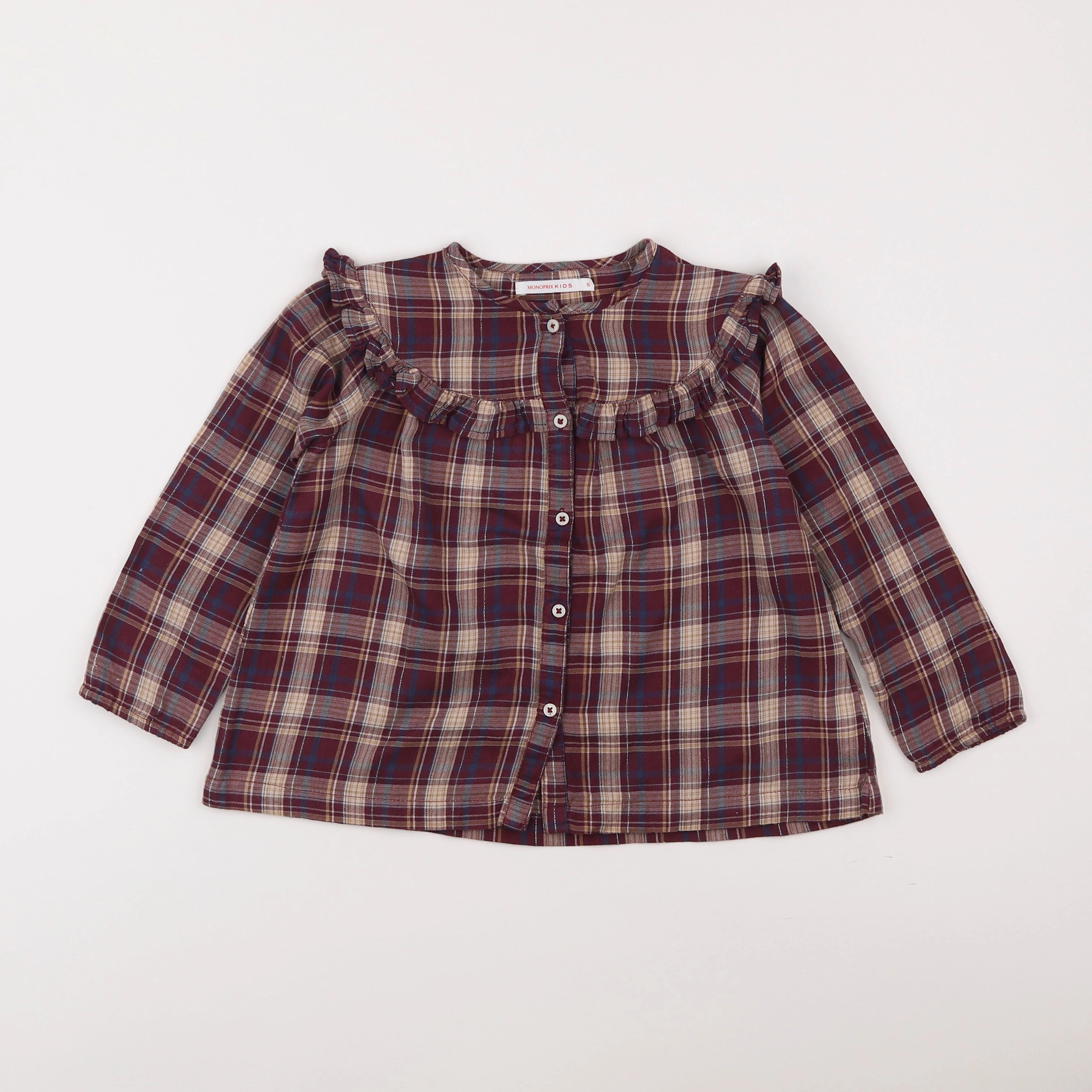 Monoprix - blouse rouge, violet - 5 ans