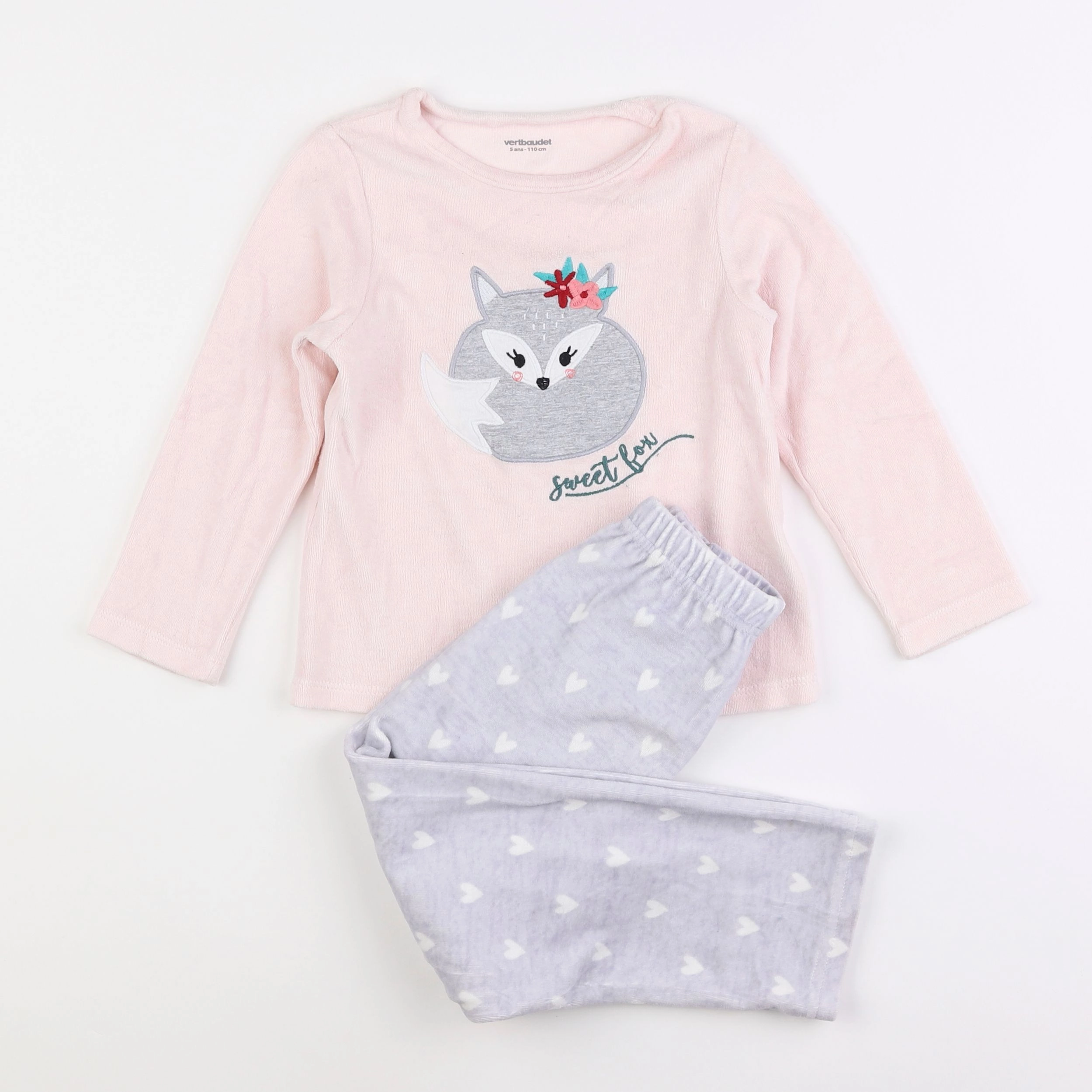 Vertbaudet - pyjama velours multicolore - 5 ans