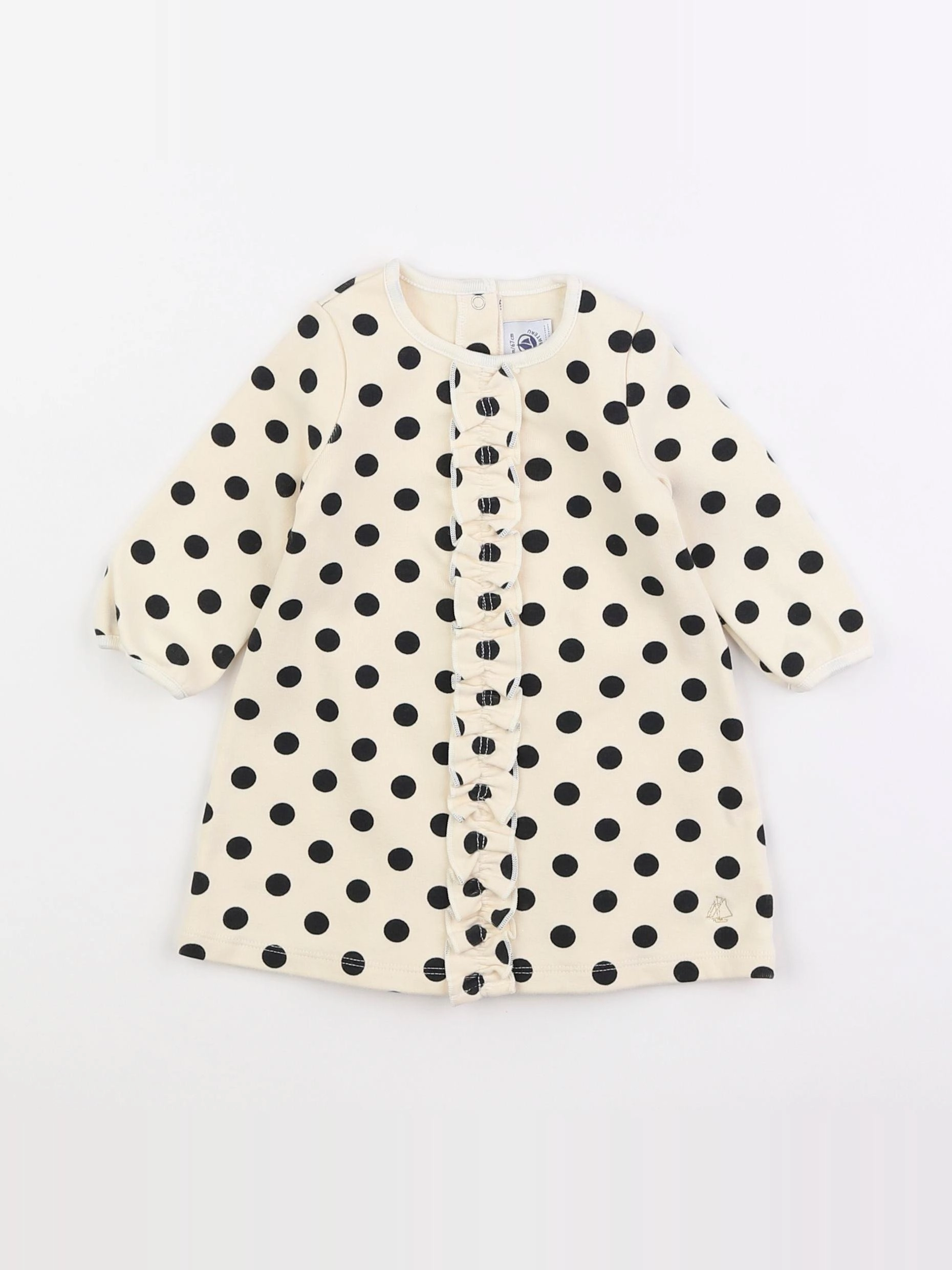 Petit Bateau - robe blanc, noir - 6 mois