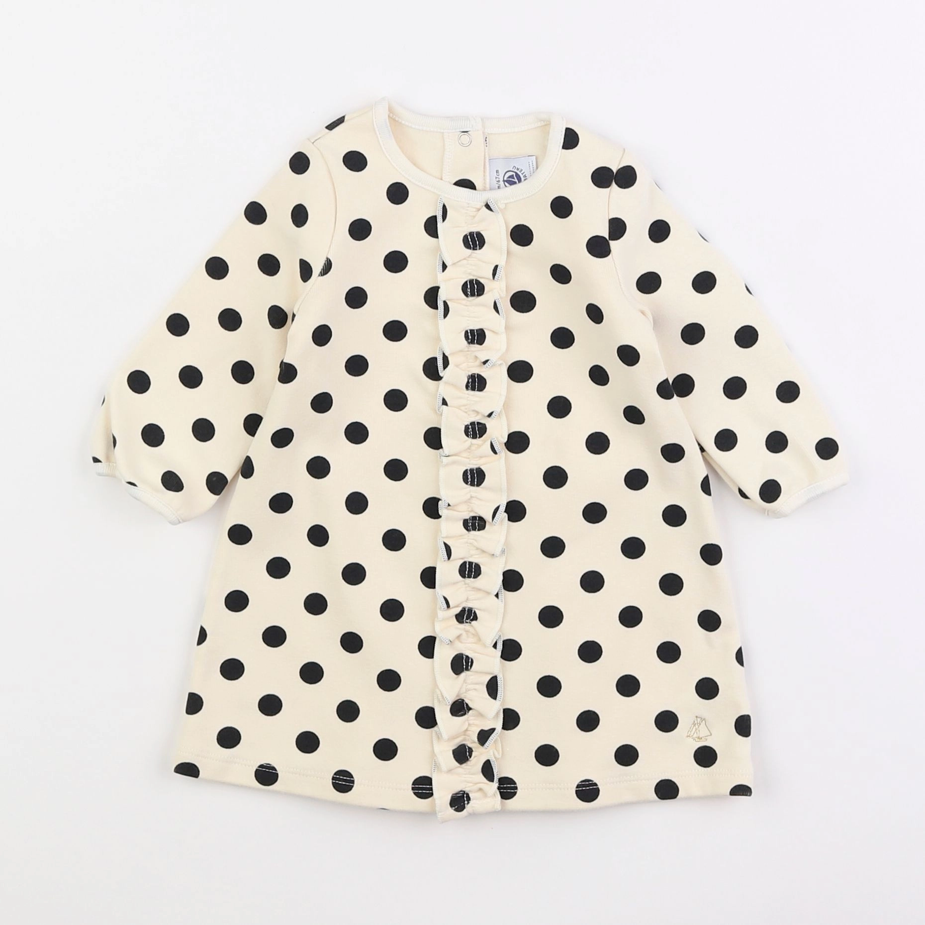 Petit Bateau - robe blanc, noir - 6 mois