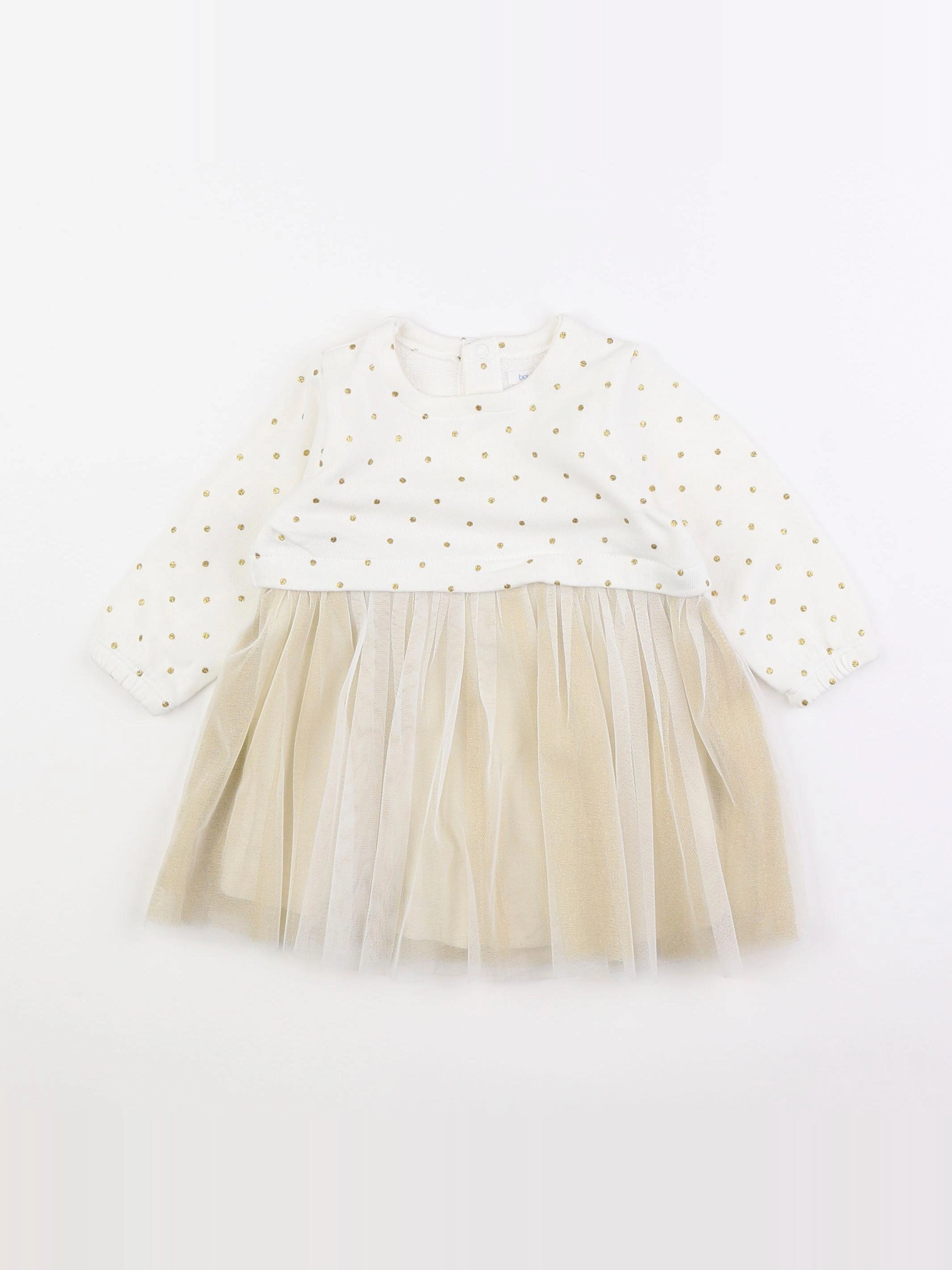 Boutchou - robe beige, or - 6 mois