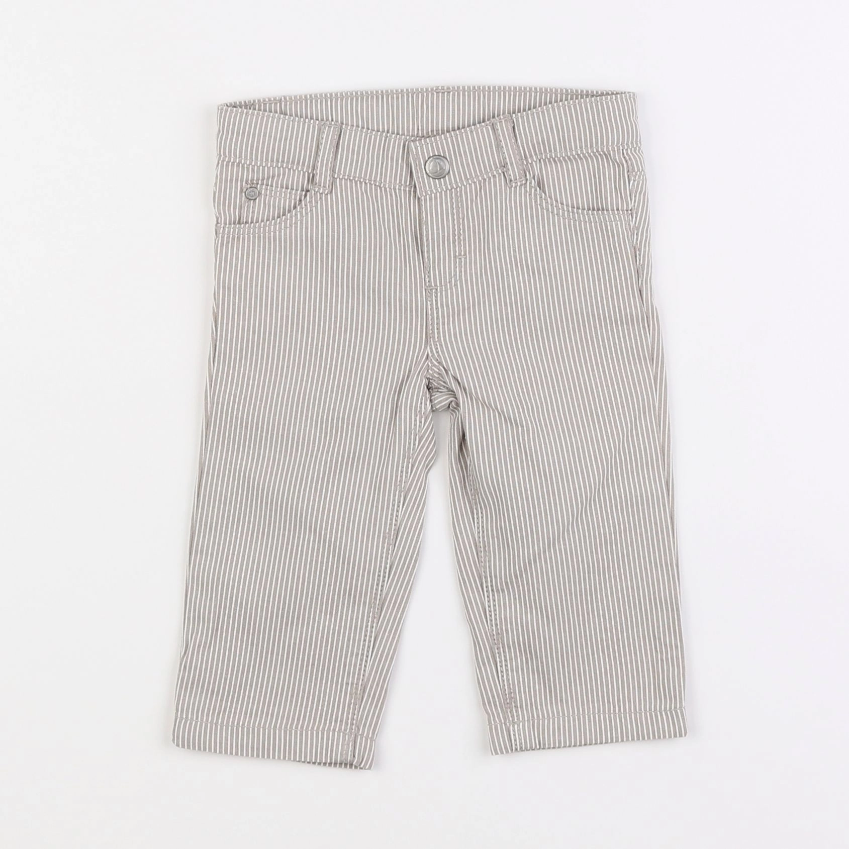 Petit Bateau - pantalon gris, blanc - 6 mois