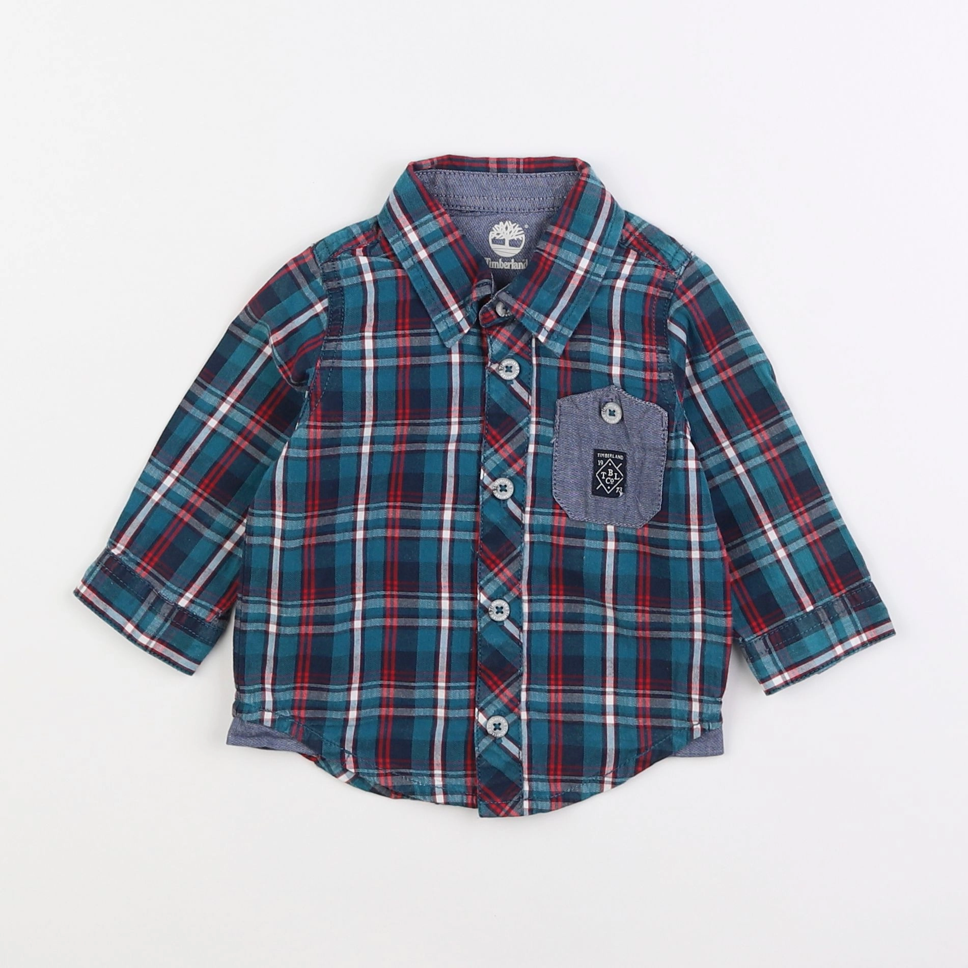 Timberland - chemise bleu, rouge - 6 mois