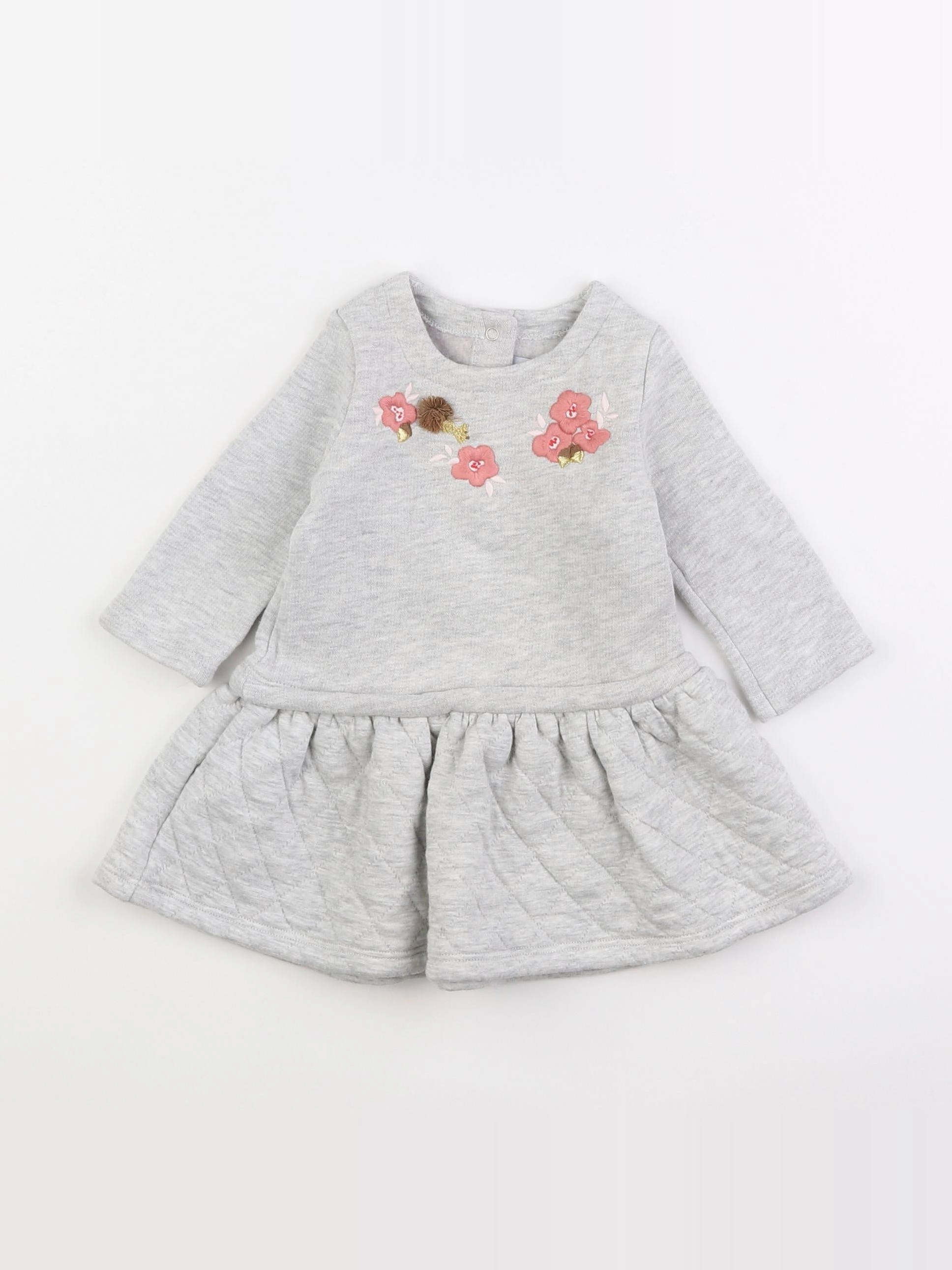 Petit Bateau - robe gris, rose - 6 mois