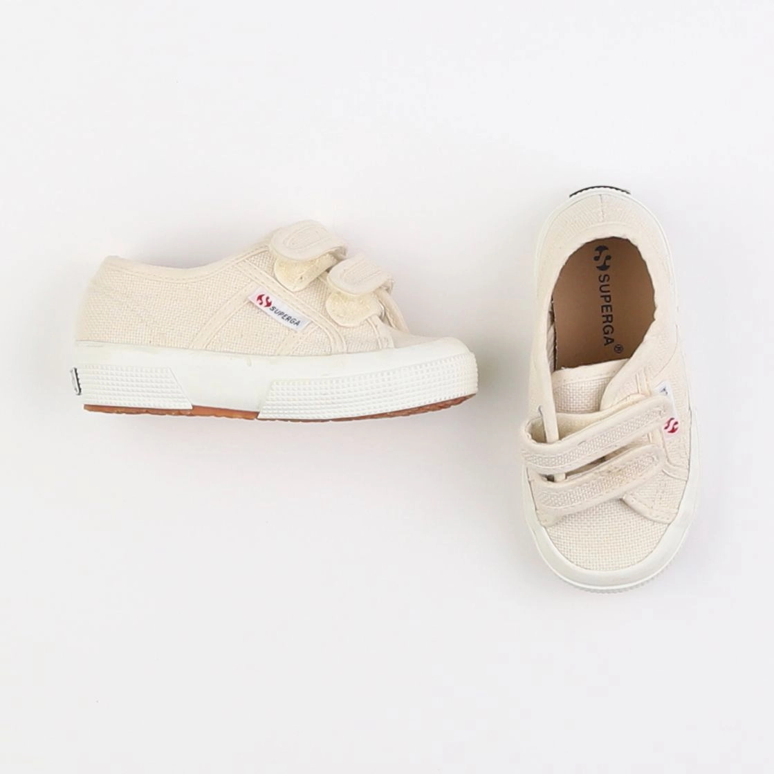 Superga - tennis à scratch/ lacets beige - pointure 23