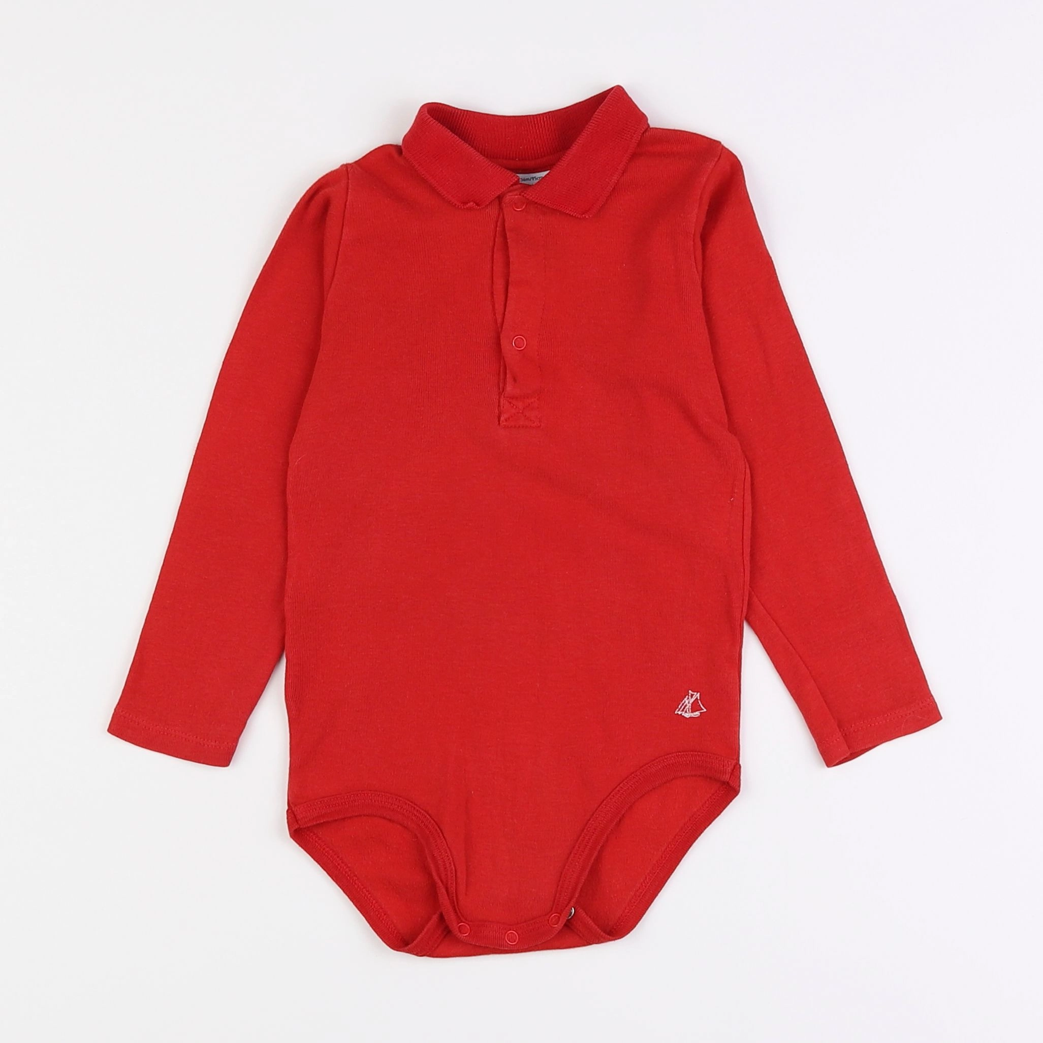 Petit Bateau - body à col rouge - 3 ans