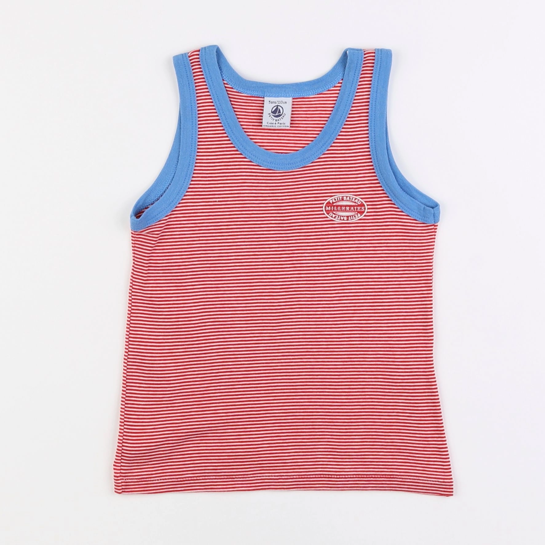 Petit Bateau - maillot de corps rouge, bleu - 5 ans