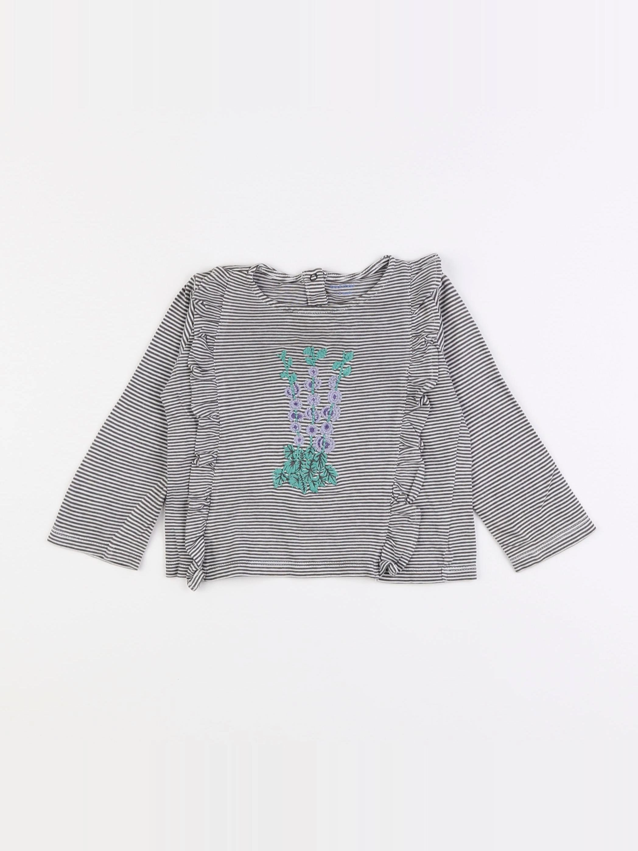 Boutchou - tee-shirt blanc, gris - 12 mois