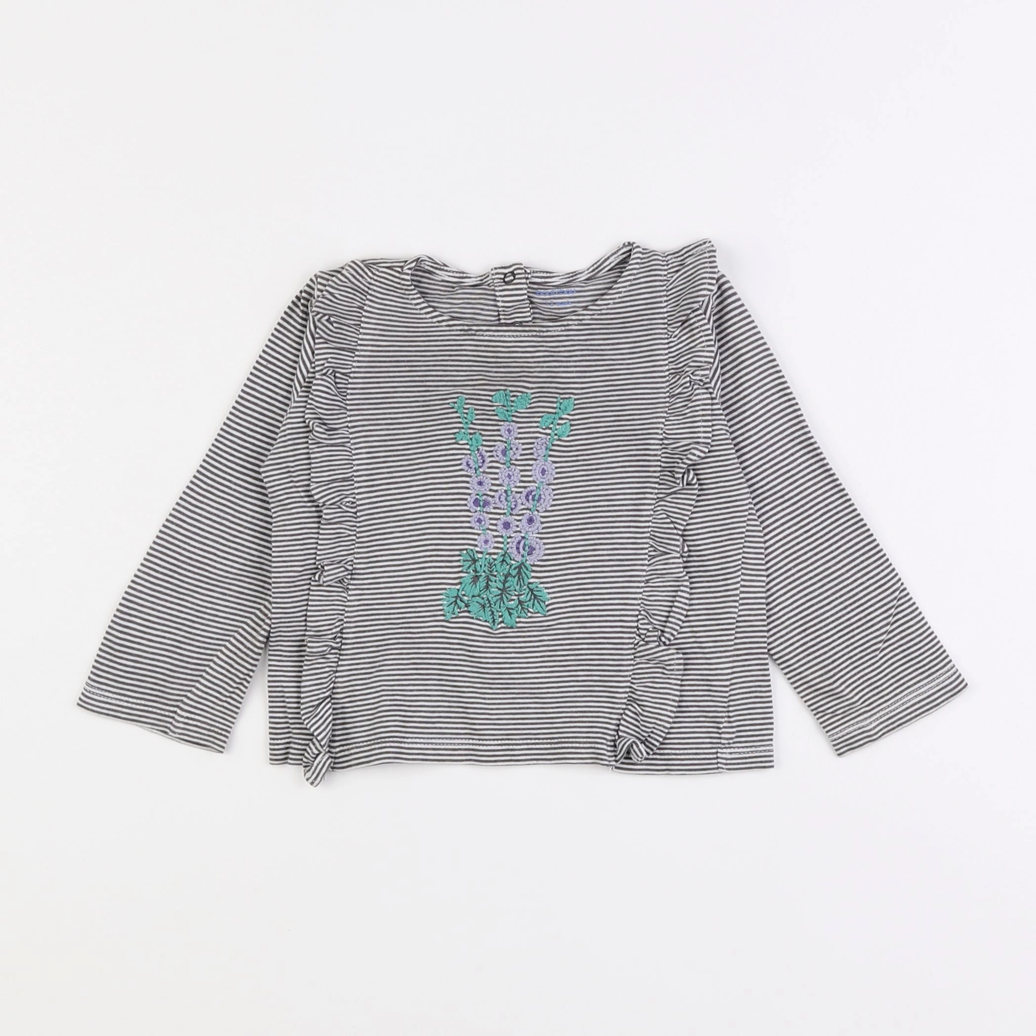 Boutchou - tee-shirt blanc, gris - 12 mois