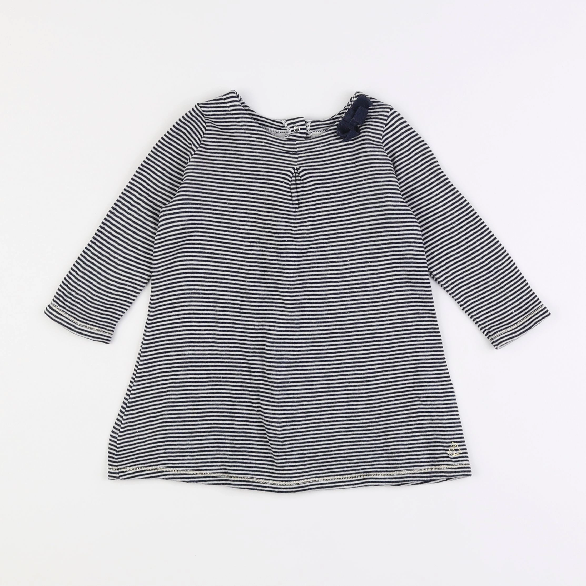 Petit Bateau - robe blanc, noir - 18 mois