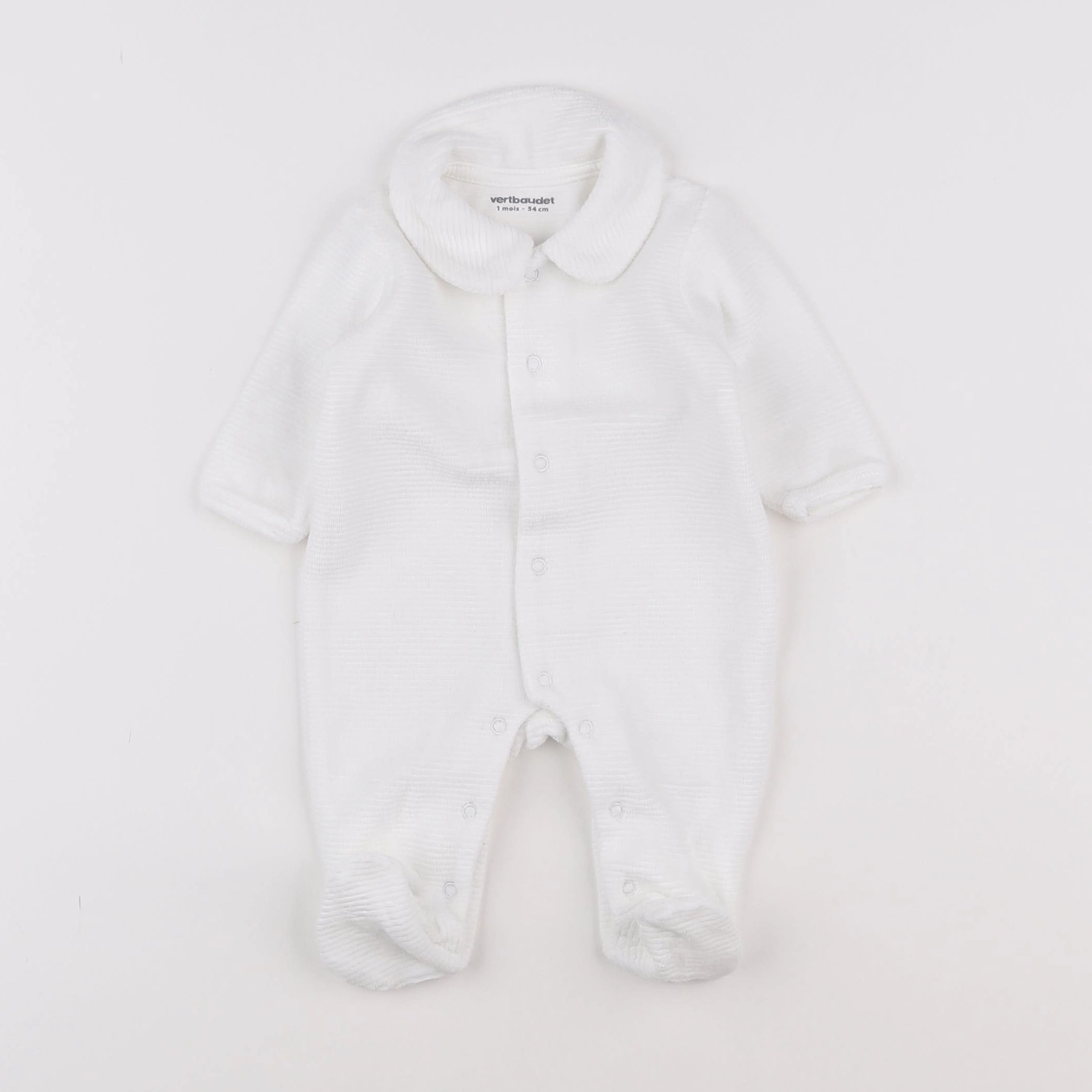 Vertbaudet - pyjama velours blanc - 1 mois