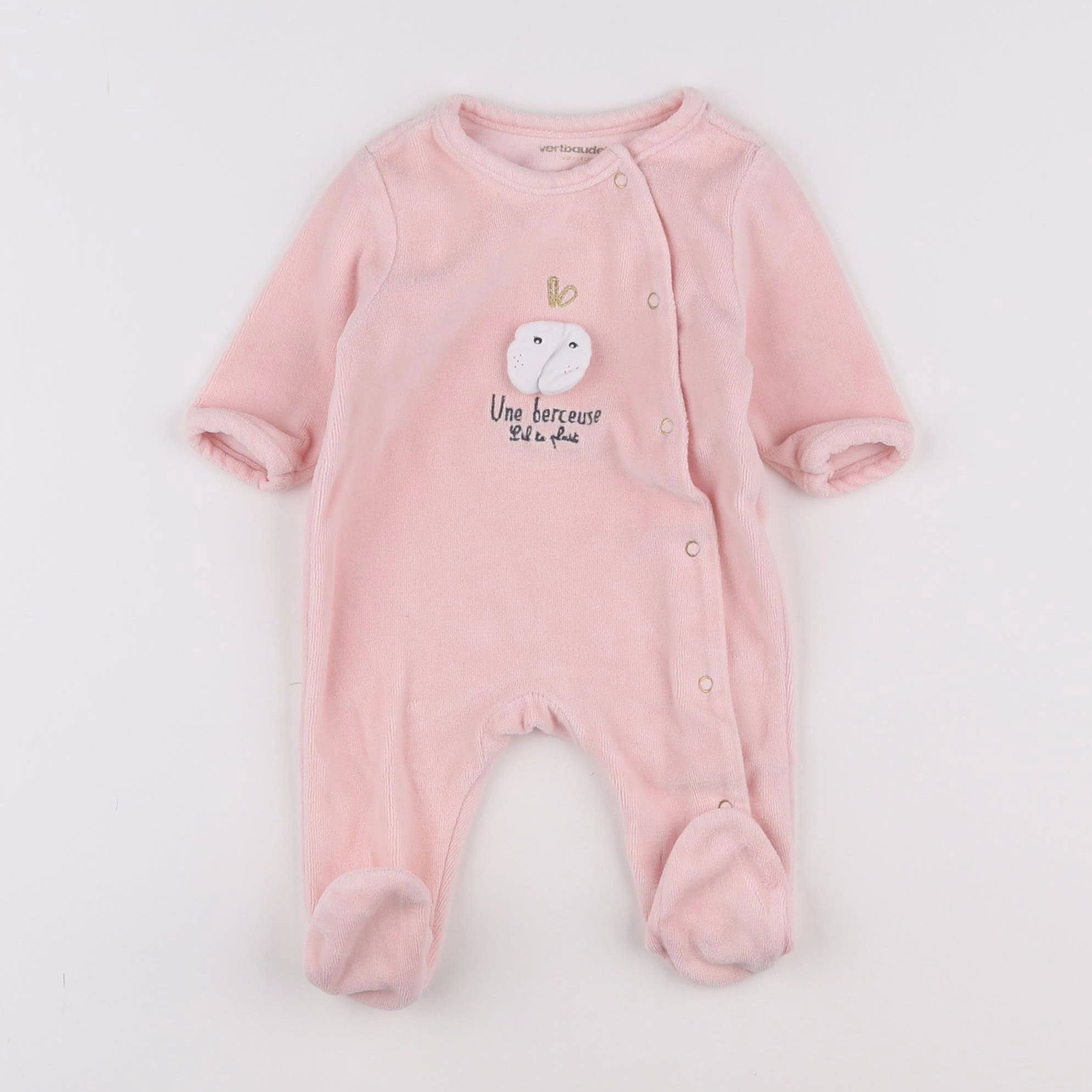 Vertbaudet - pyjama velours rose - 1 mois