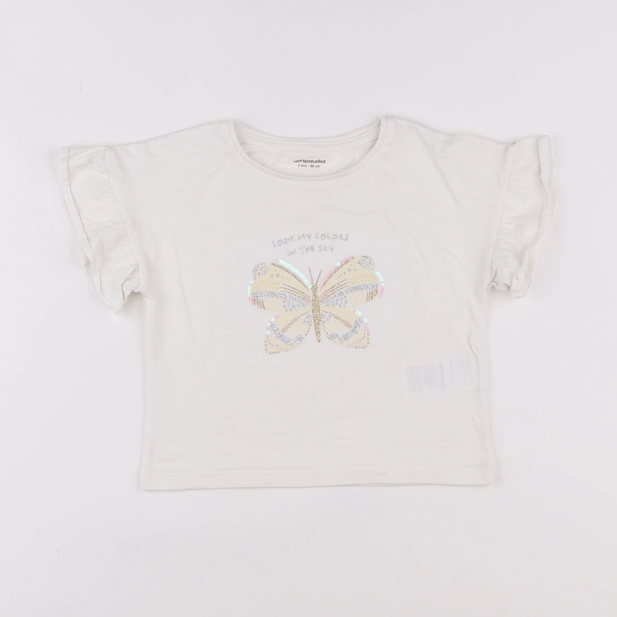 Vertbaudet - tee-shirt beige - 2 ans