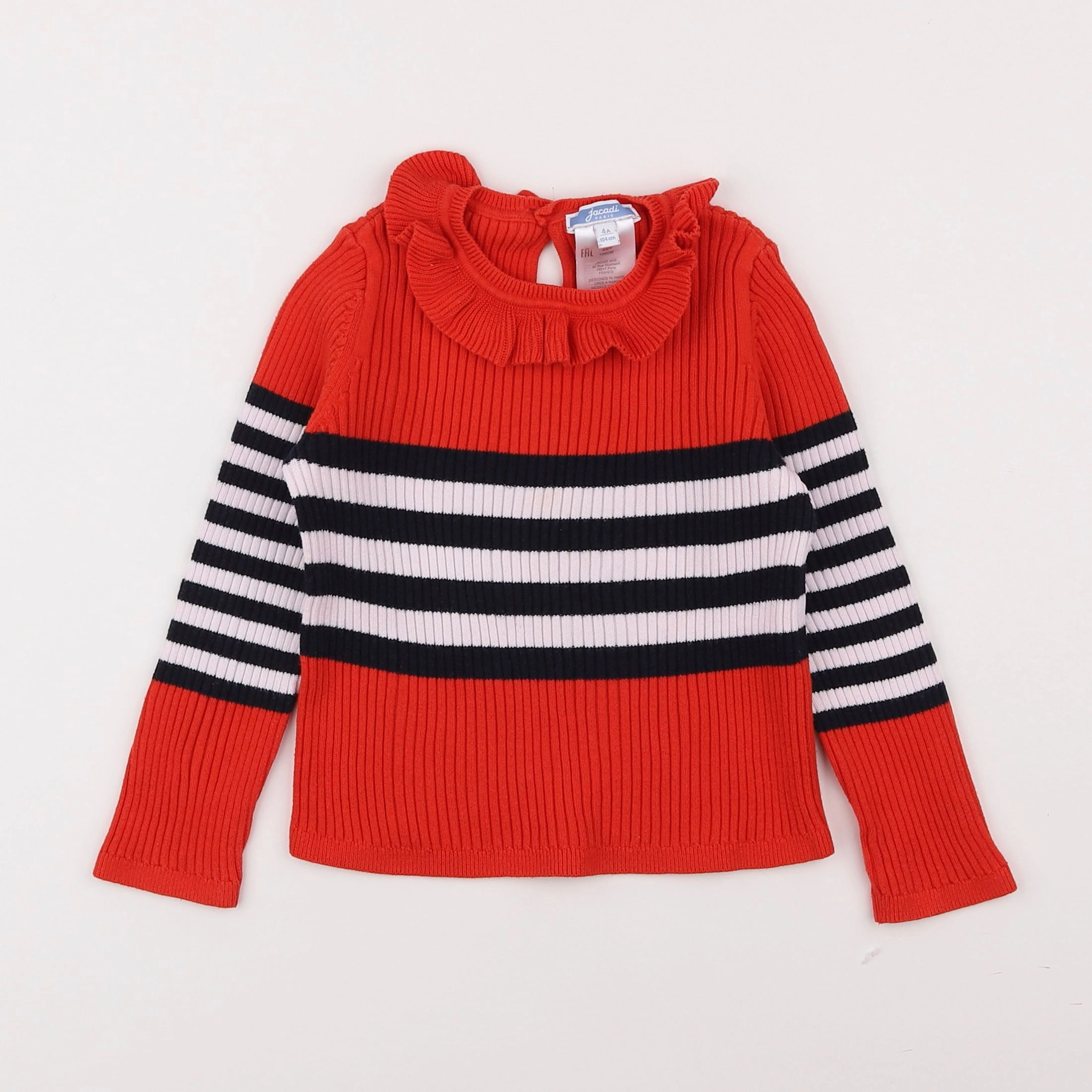 Jacadi - pull rouge, bleu, blanc - 4 ans