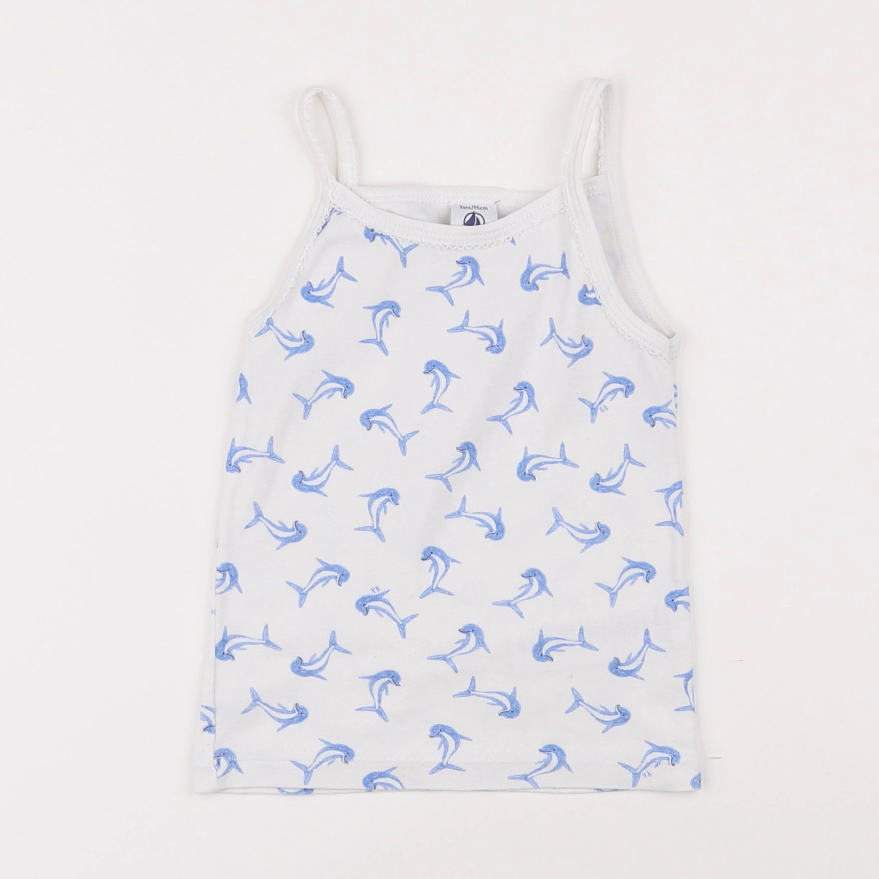 Petit Bateau - maillot de corps blanc, bleu - 3 ans