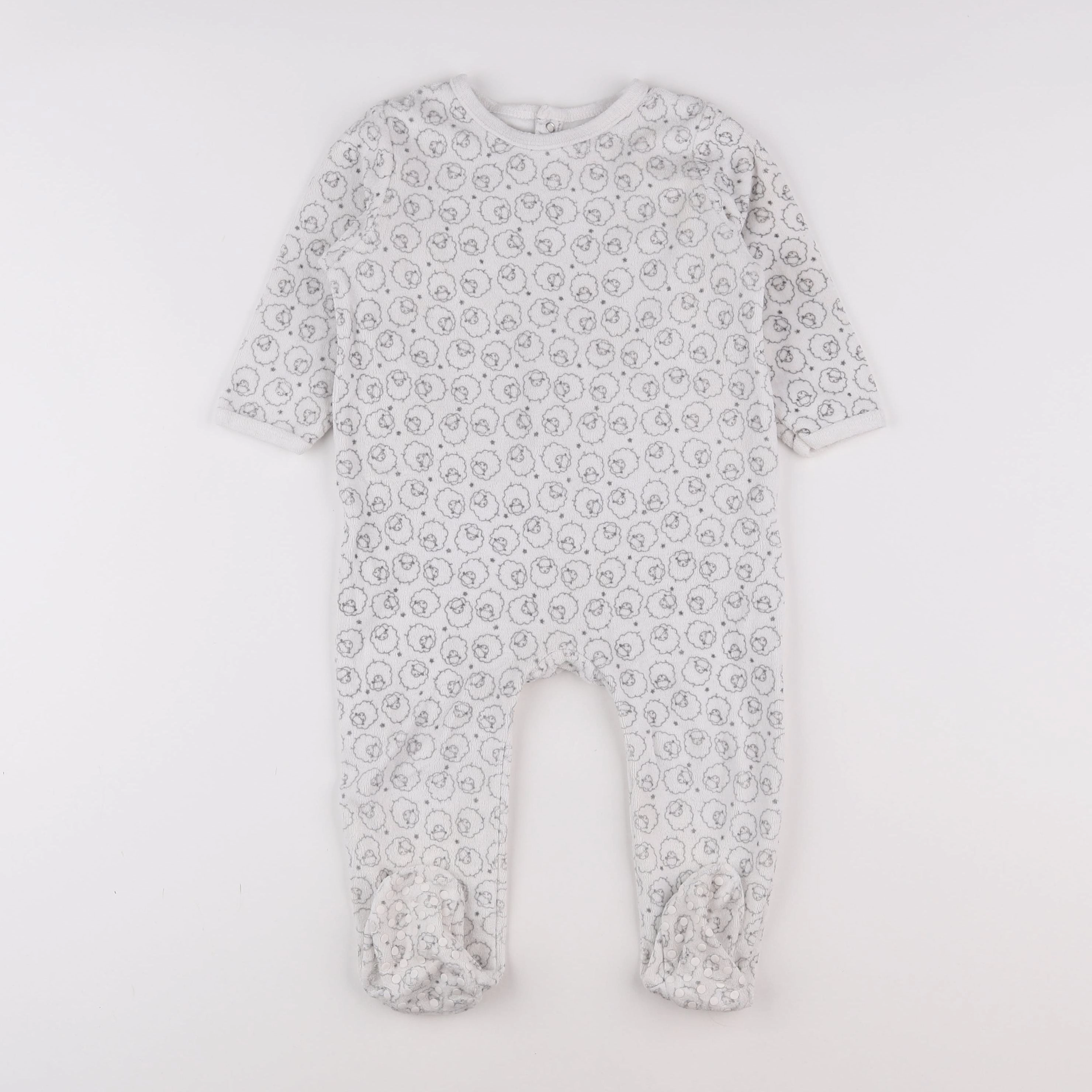 Vertbaudet - pyjama velours blanc, gris - 18 mois