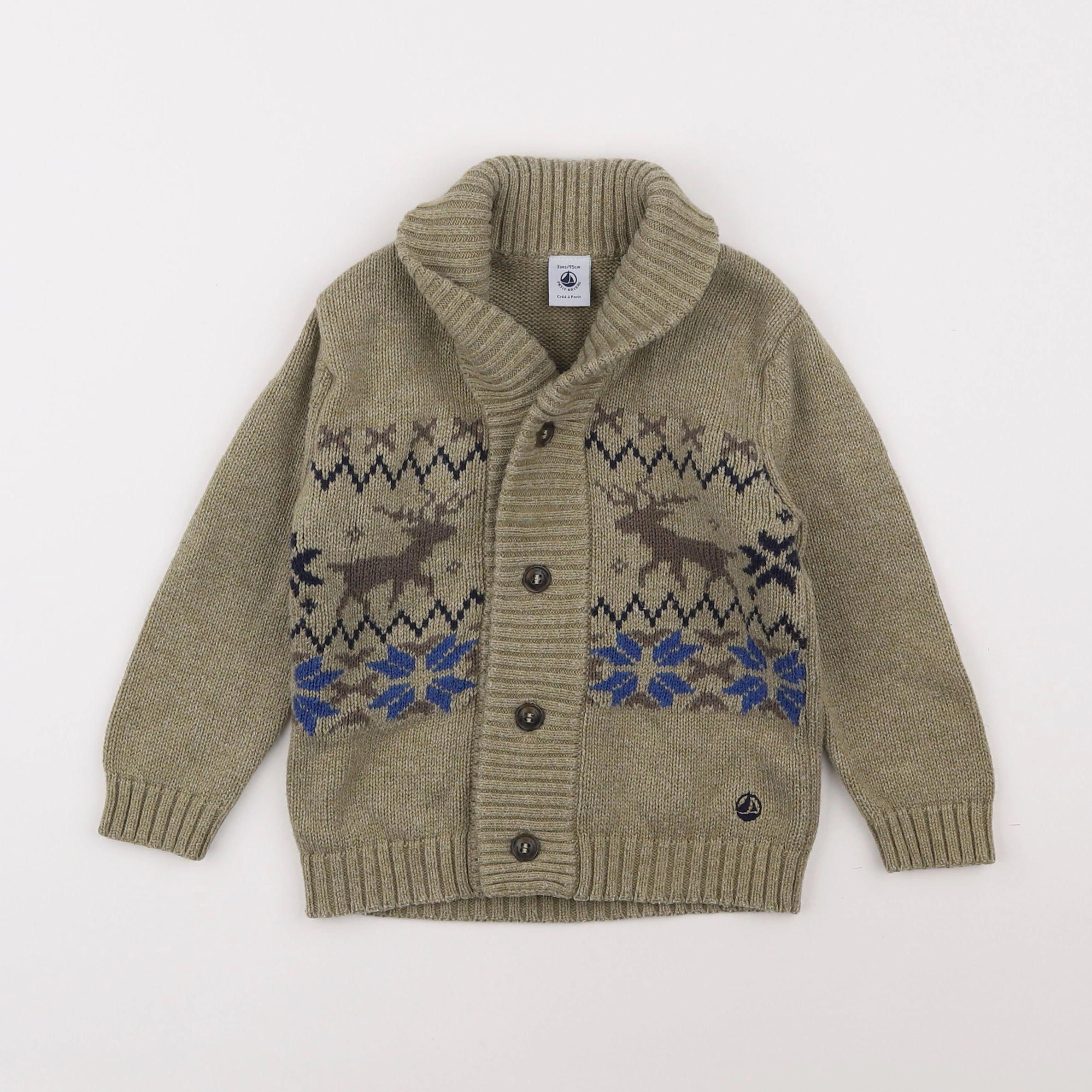 Petit Bateau - gilet vert - 3 ans