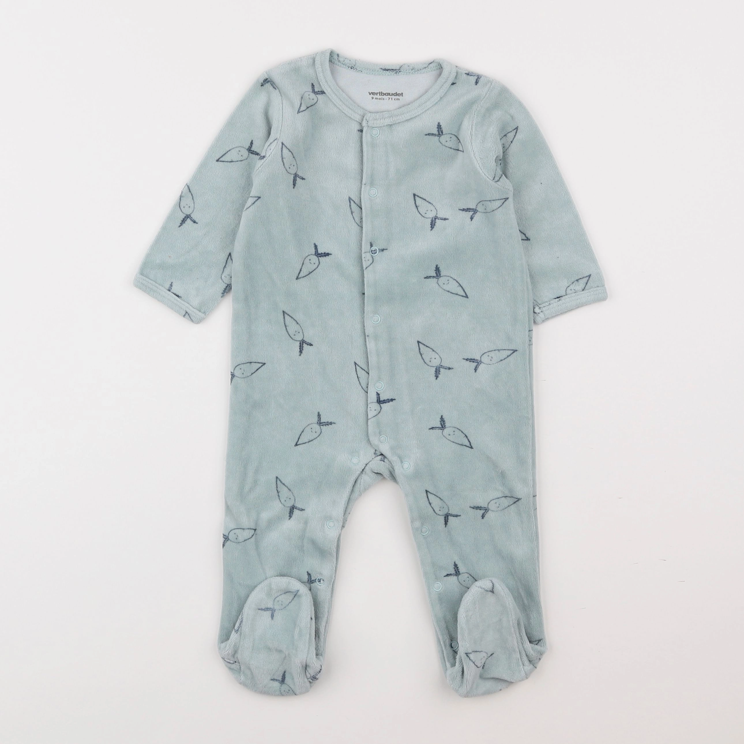 Vertbaudet - pyjama velours bleu - 9 mois