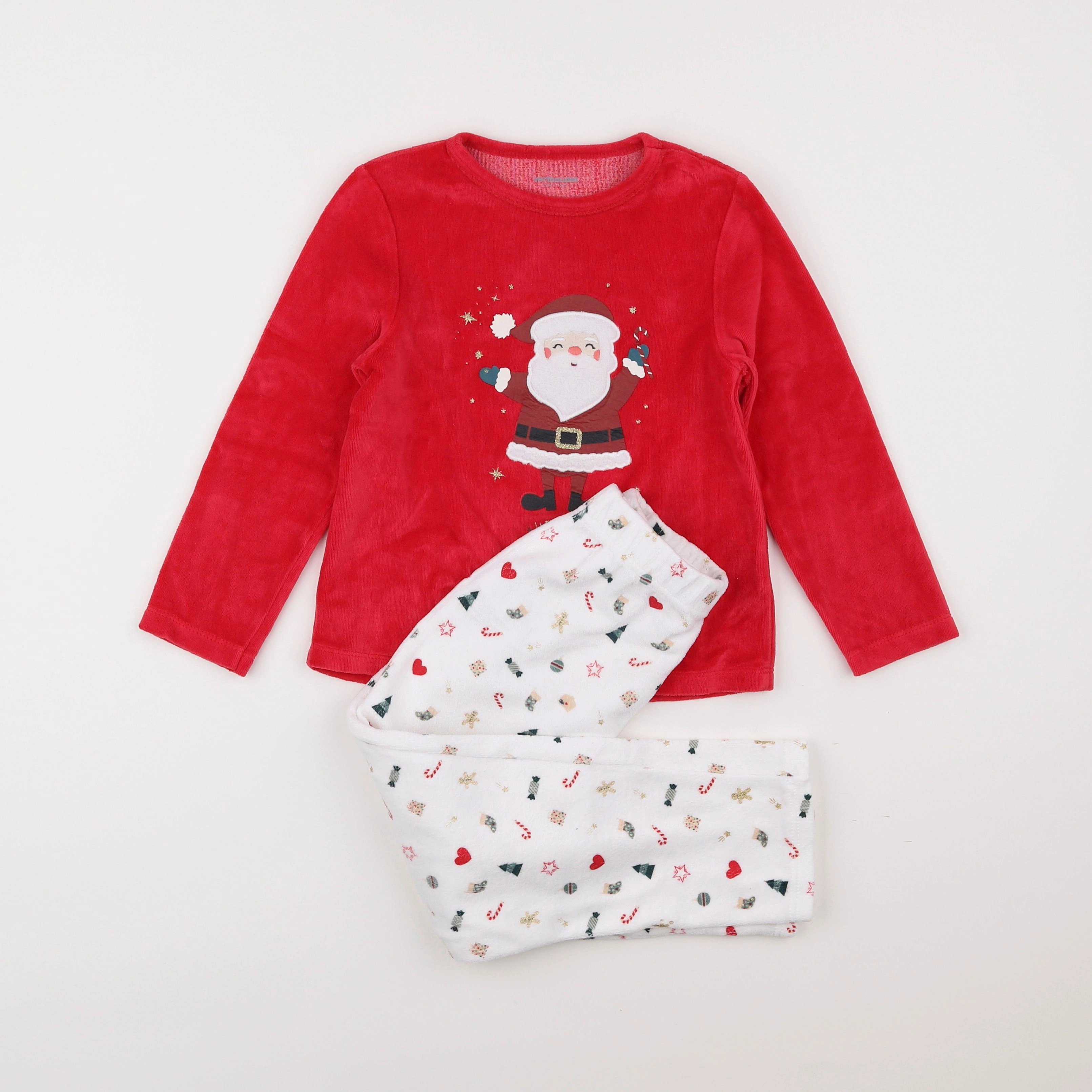 Vertbaudet - pyjama velours blanc, rouge - 6 ans