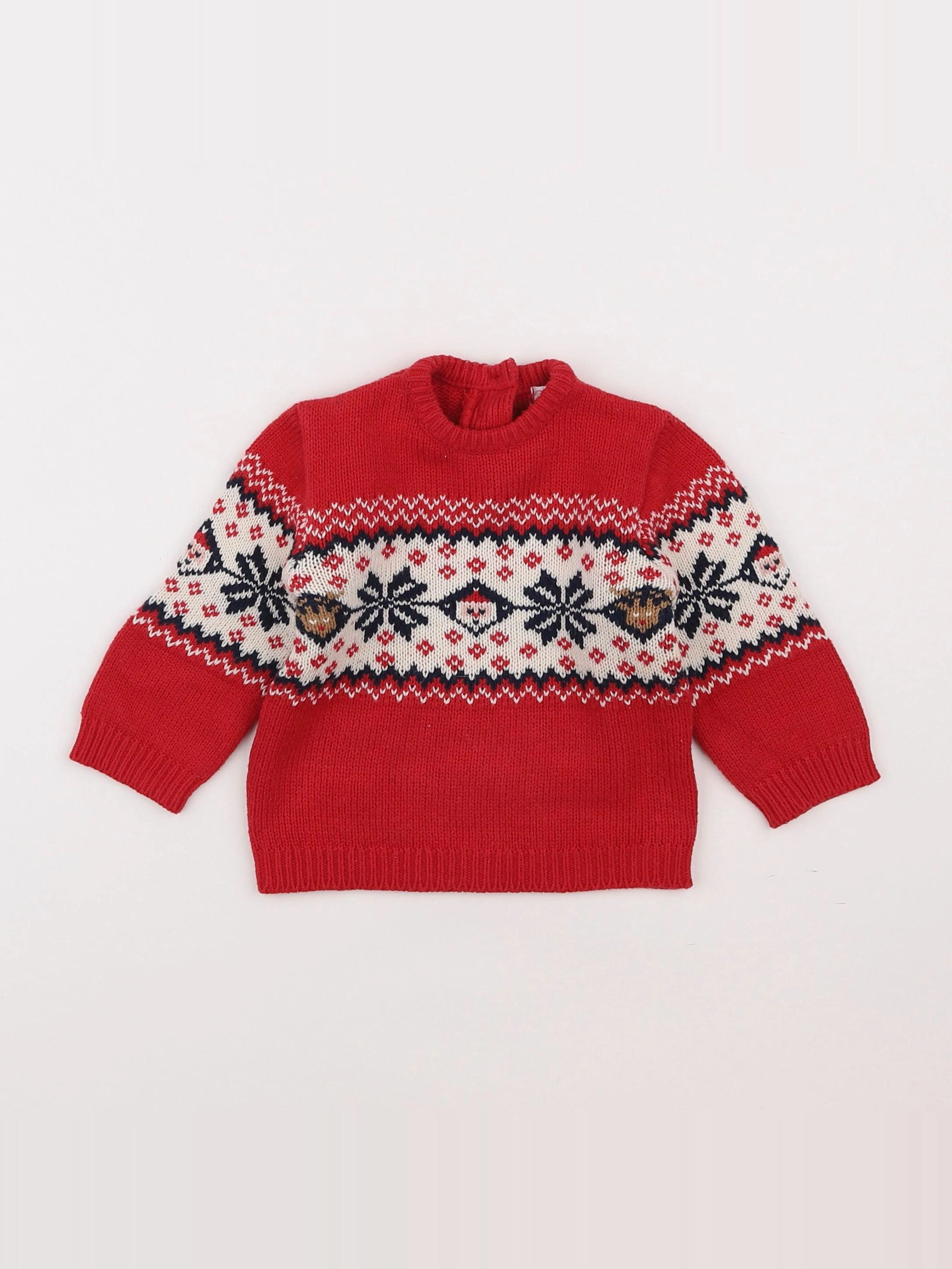 Vertbaudet - pull rouge - 9 mois