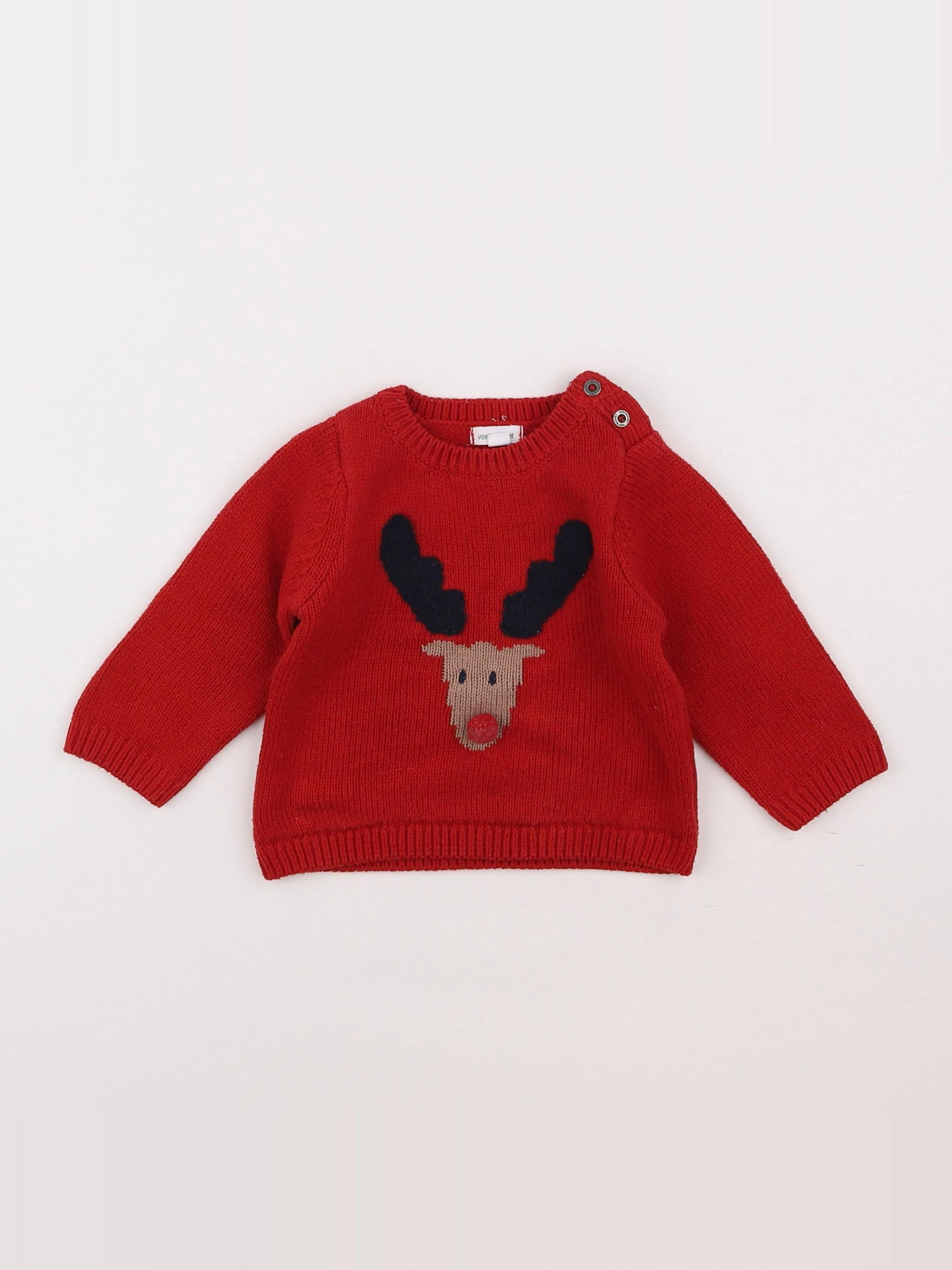 Vertbaudet - pull rouge - 9 mois