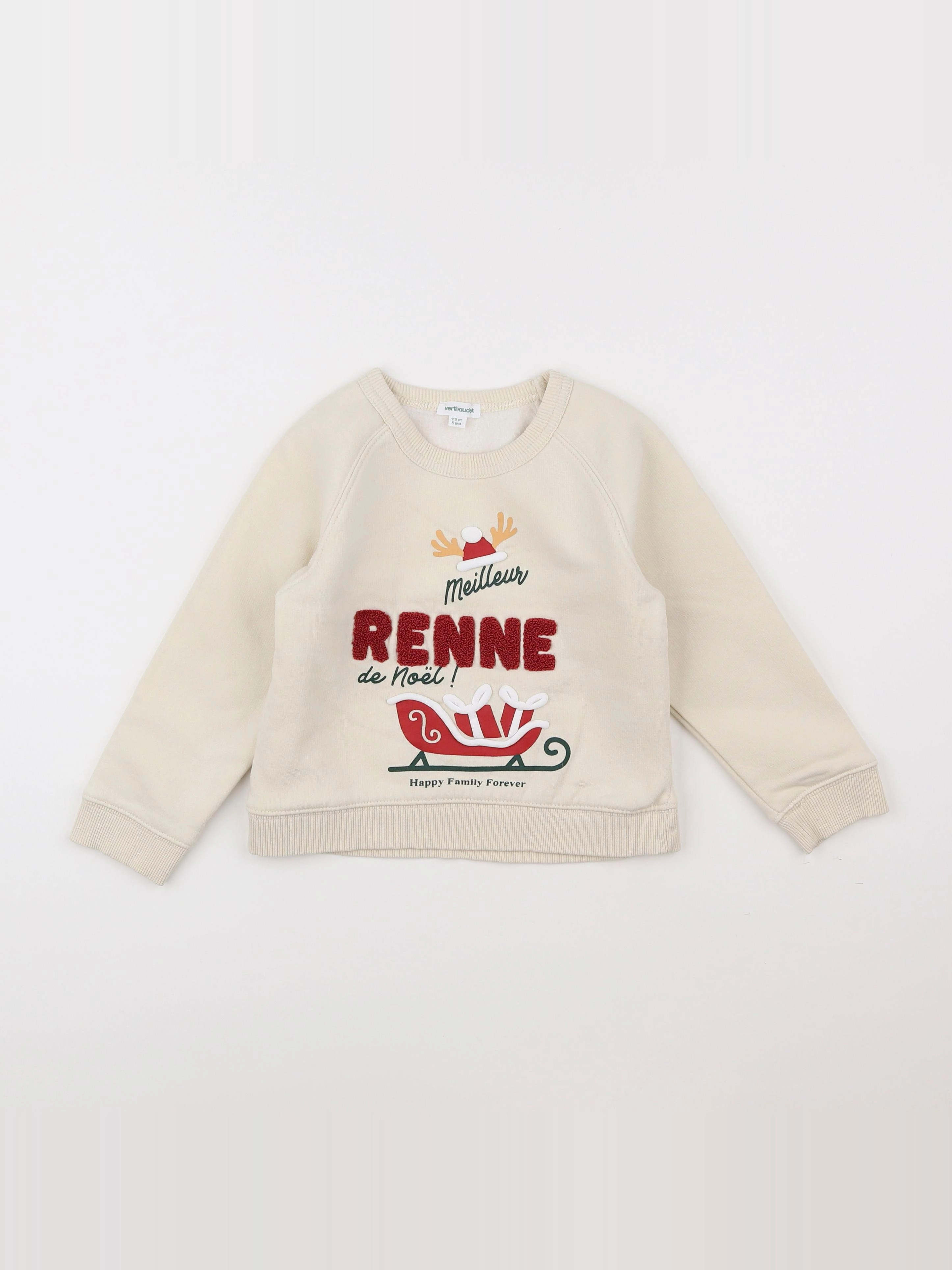 Vertbaudet - sweat beige - 5 ans