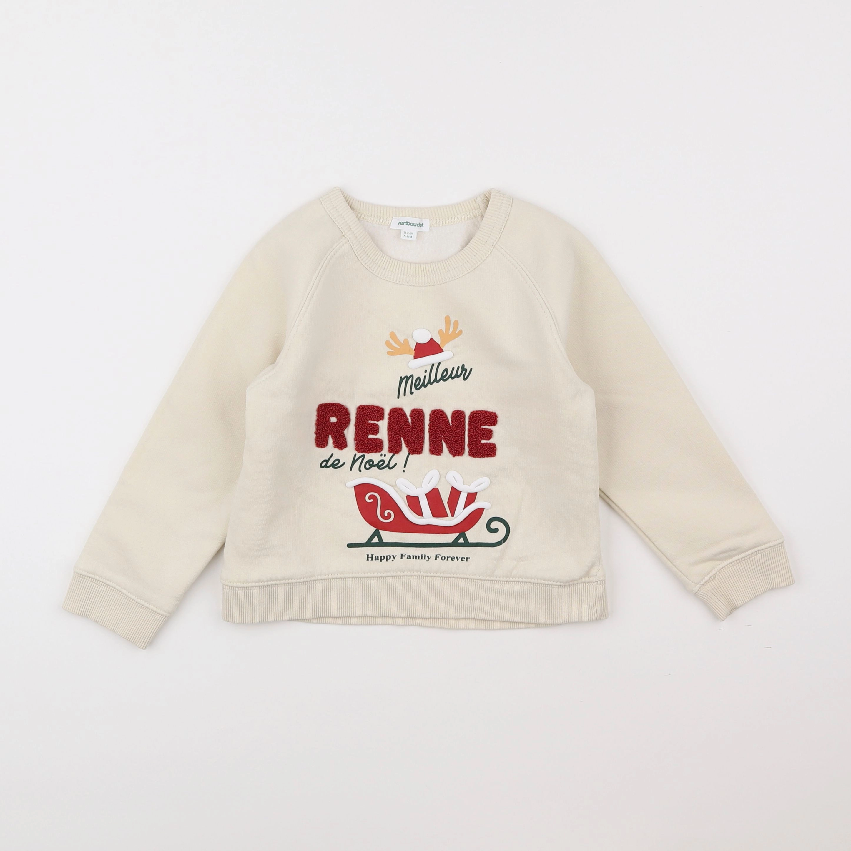 Vertbaudet - sweat beige - 5 ans