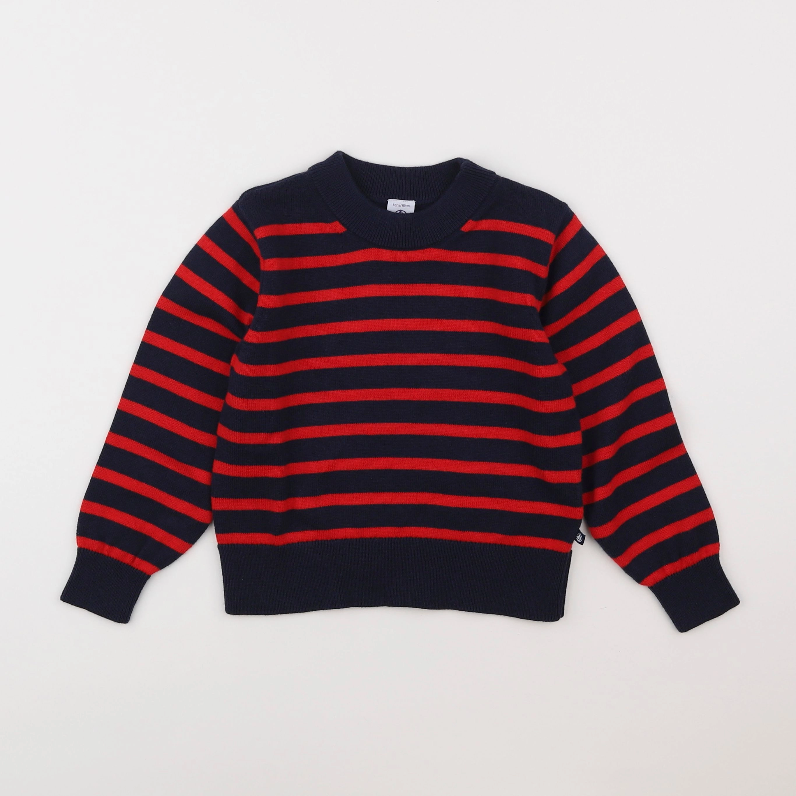 Petit Bateau - pull bleu, rouge - 5 ans