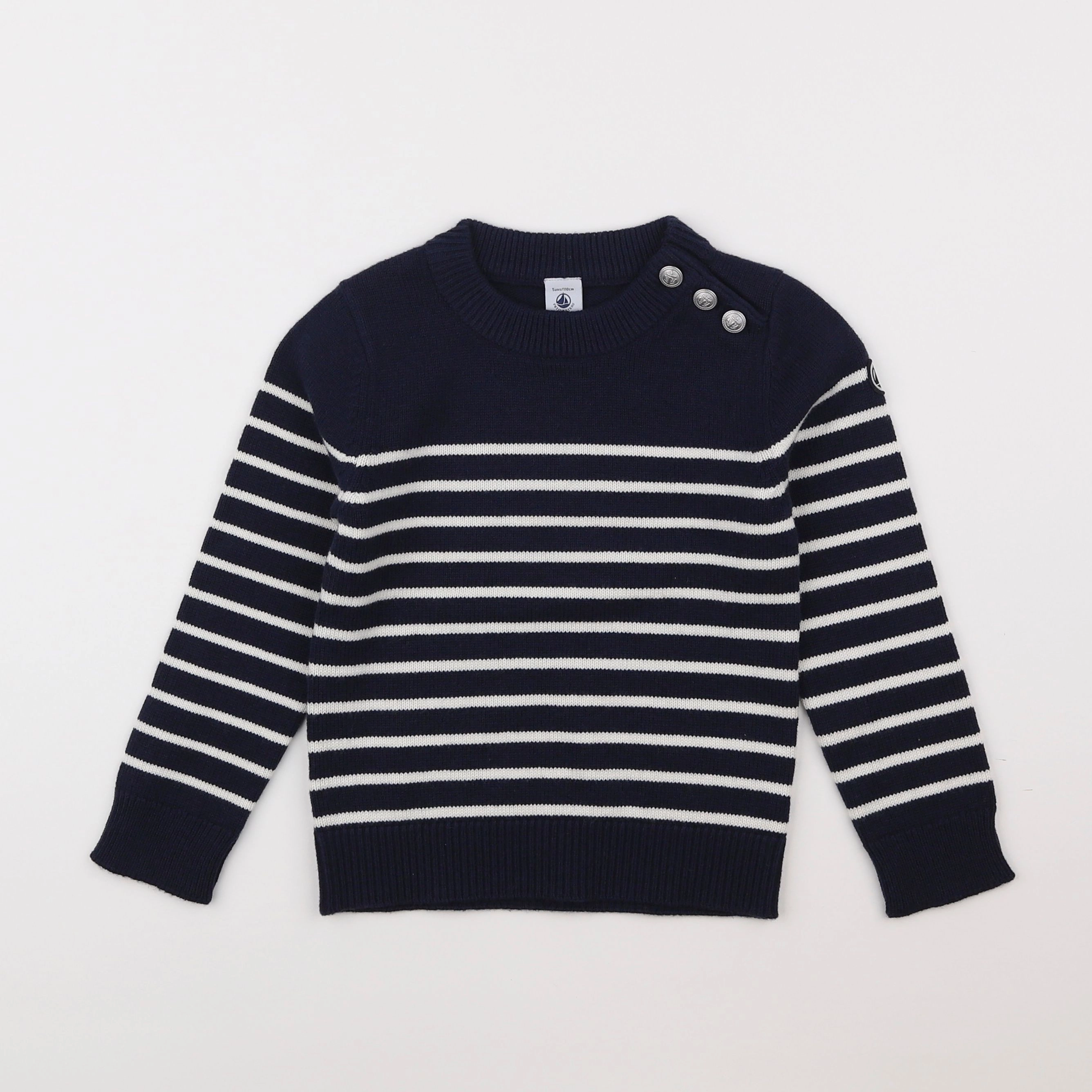 Petit Bateau - pull bleu, blanc - 5 ans