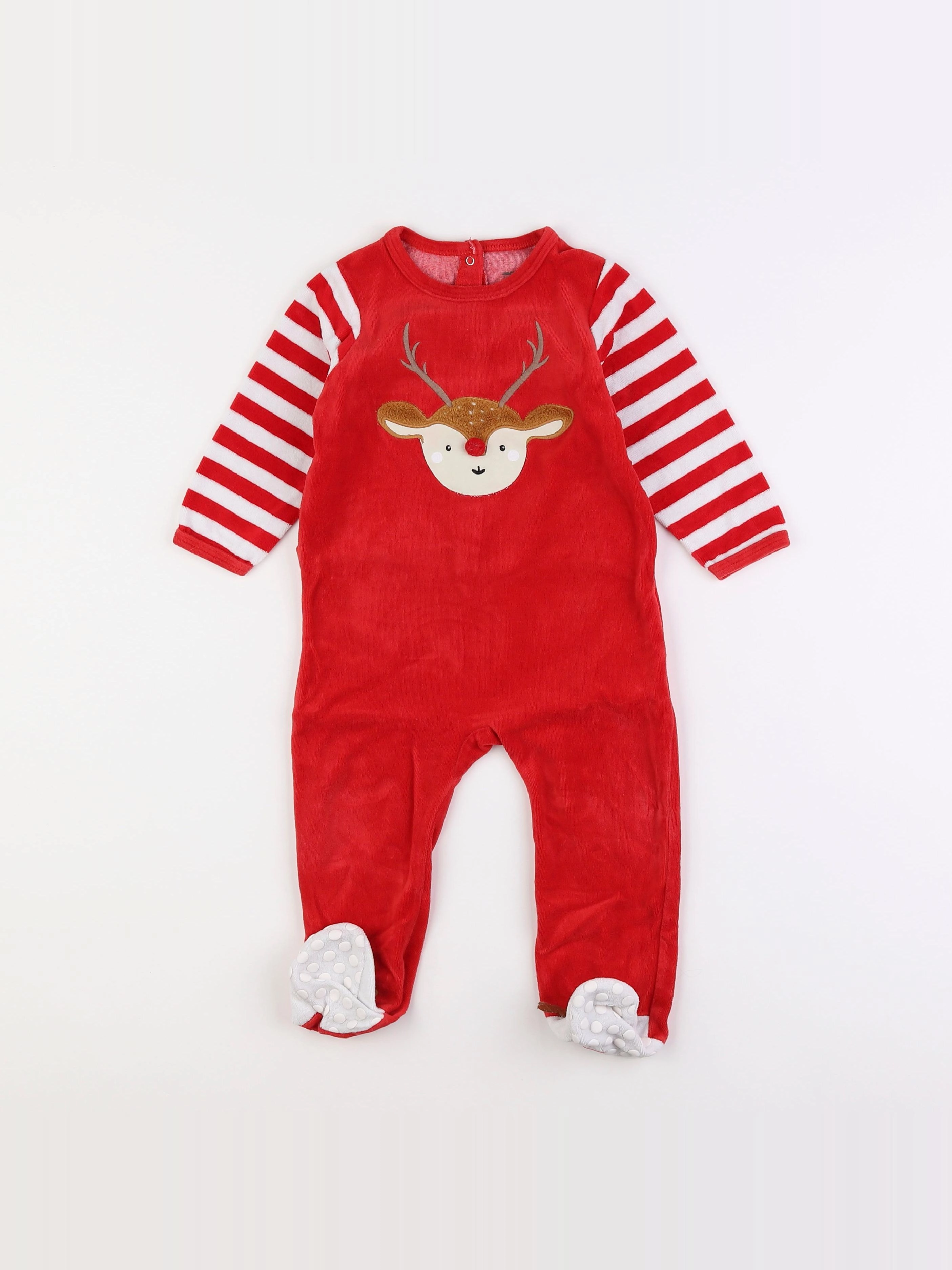 Vertbaudet - pyjama velours rouge - 18 mois