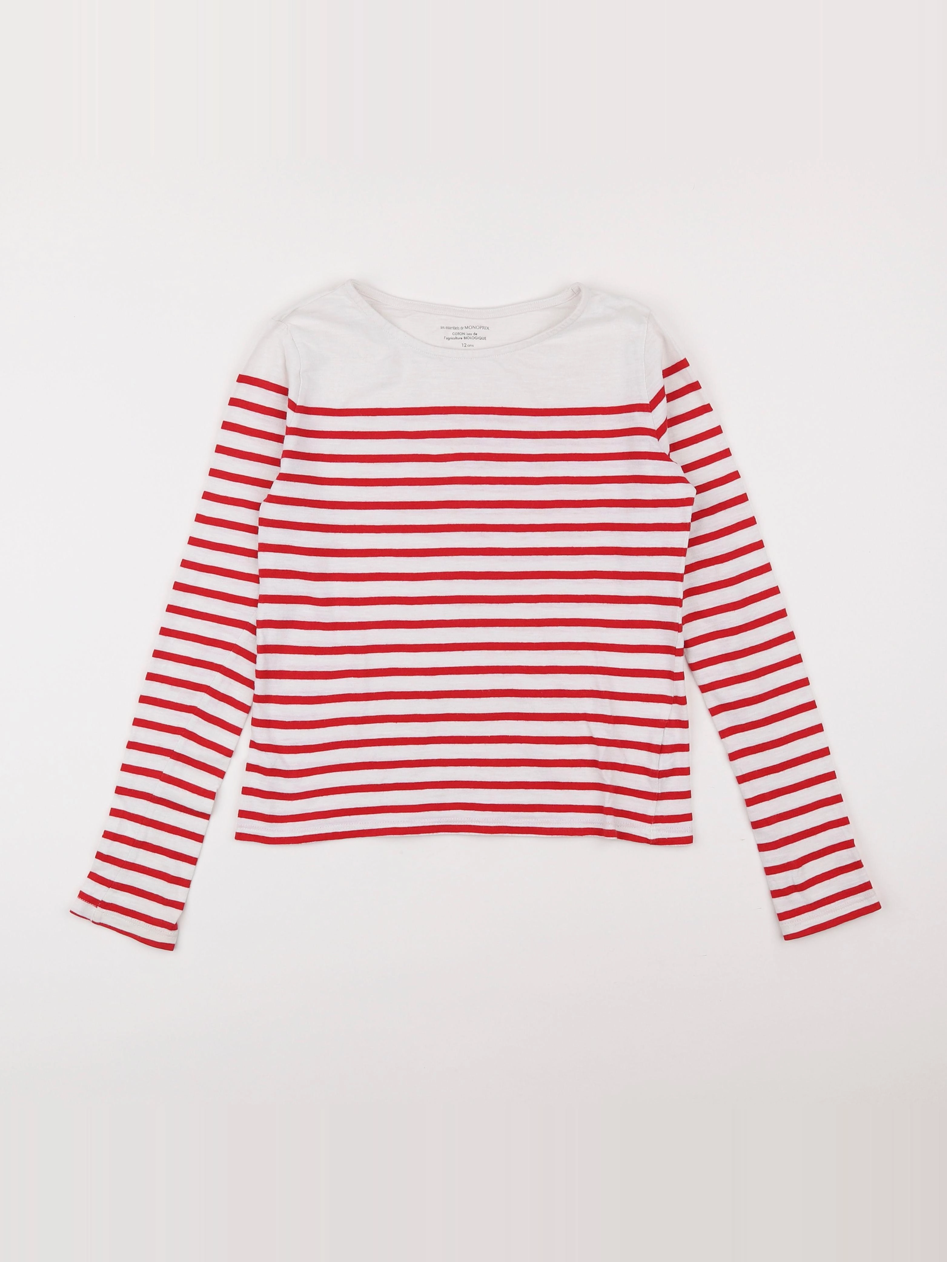 Monoprix - tee-shirt blanc, rouge - 12 ans