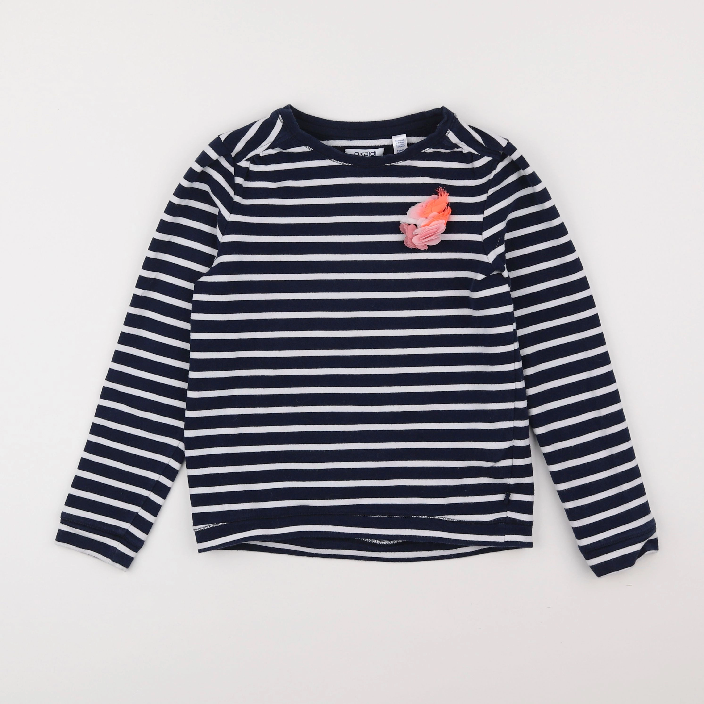 Okaidi - tee-shirt bleu, blanc - 10 ans
