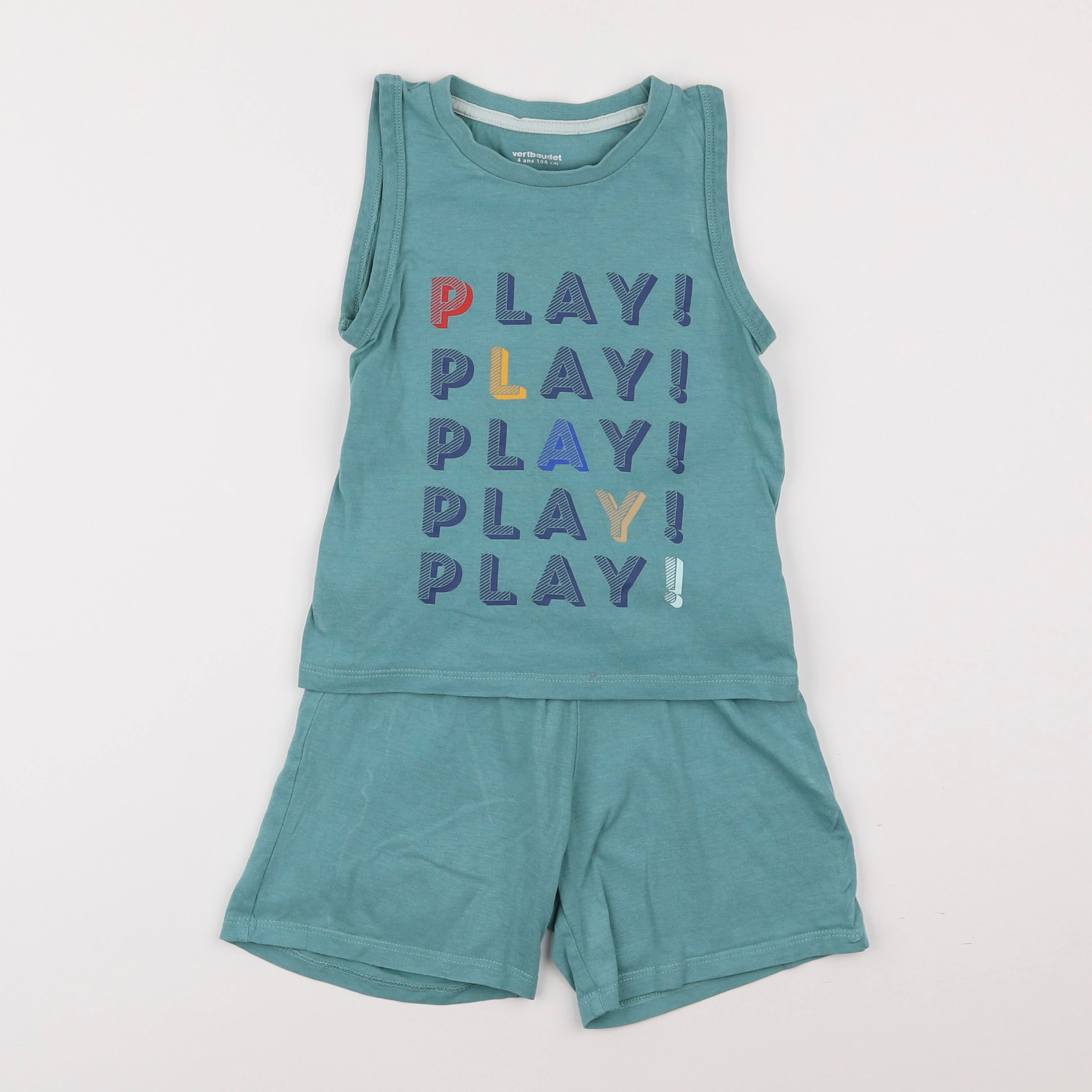 Vertbaudet - pyjama coton vert - 4 ans