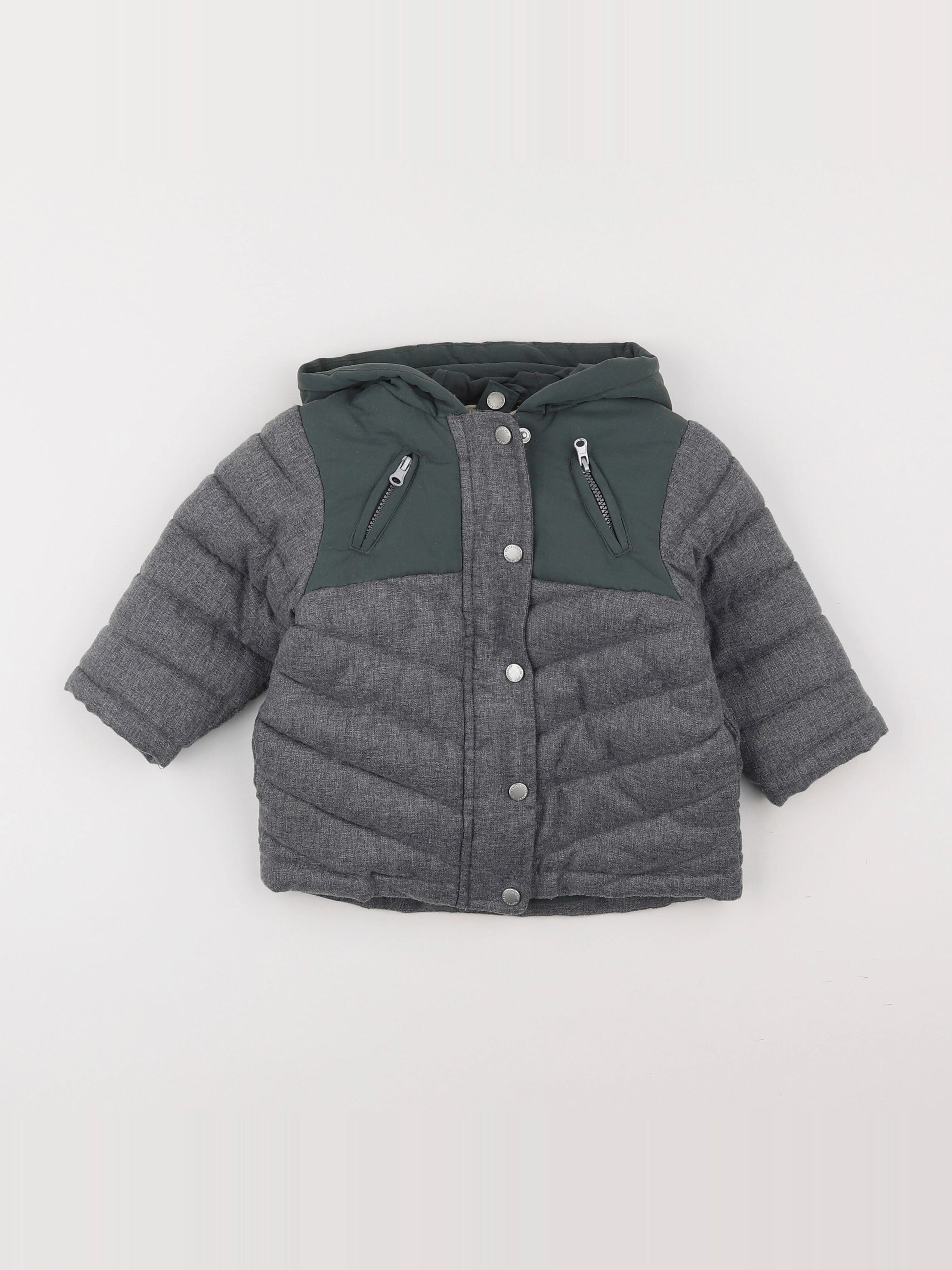 Vertbaudet - manteau doublure amovible gris - 12 mois