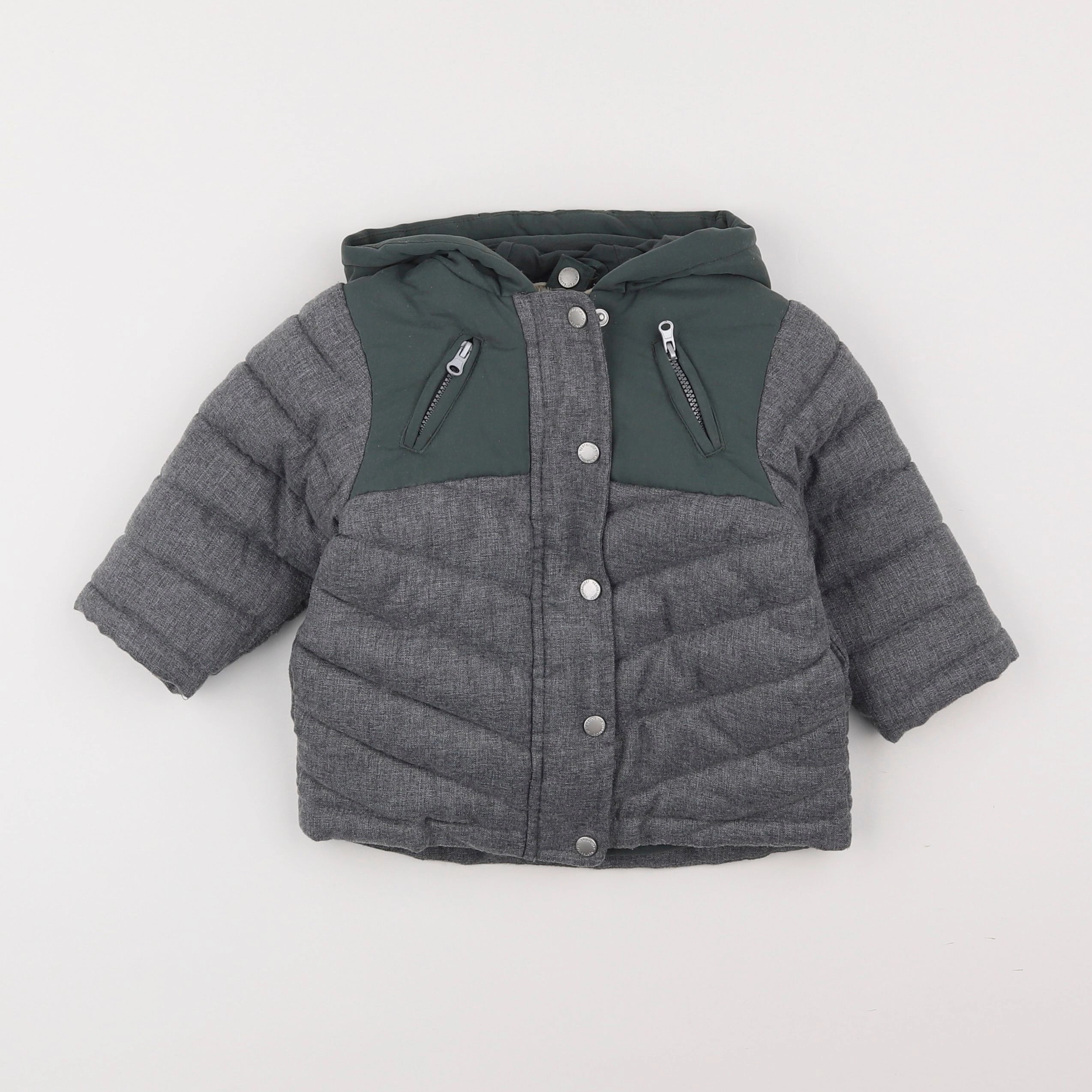 Vertbaudet - manteau doublure amovible gris - 12 mois