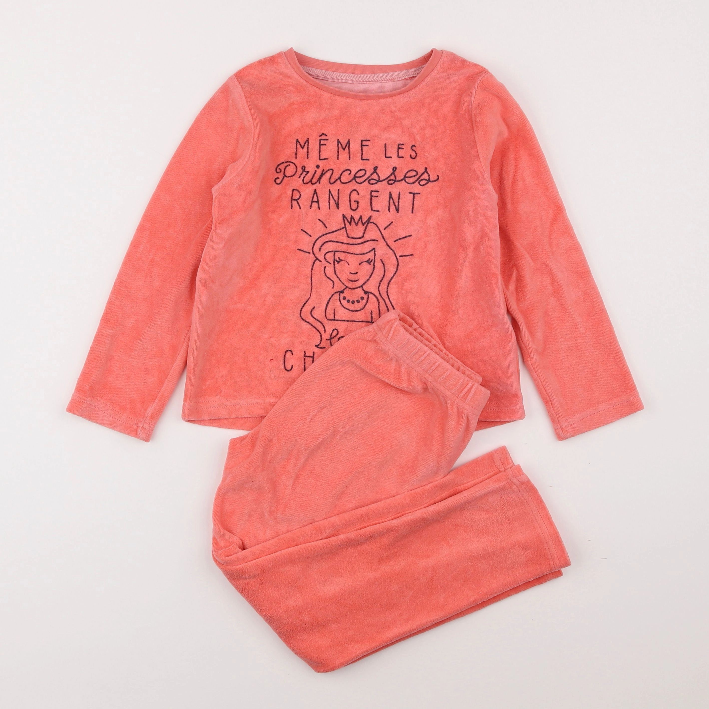 Vertbaudet - pyjama velours rose - 5 ans