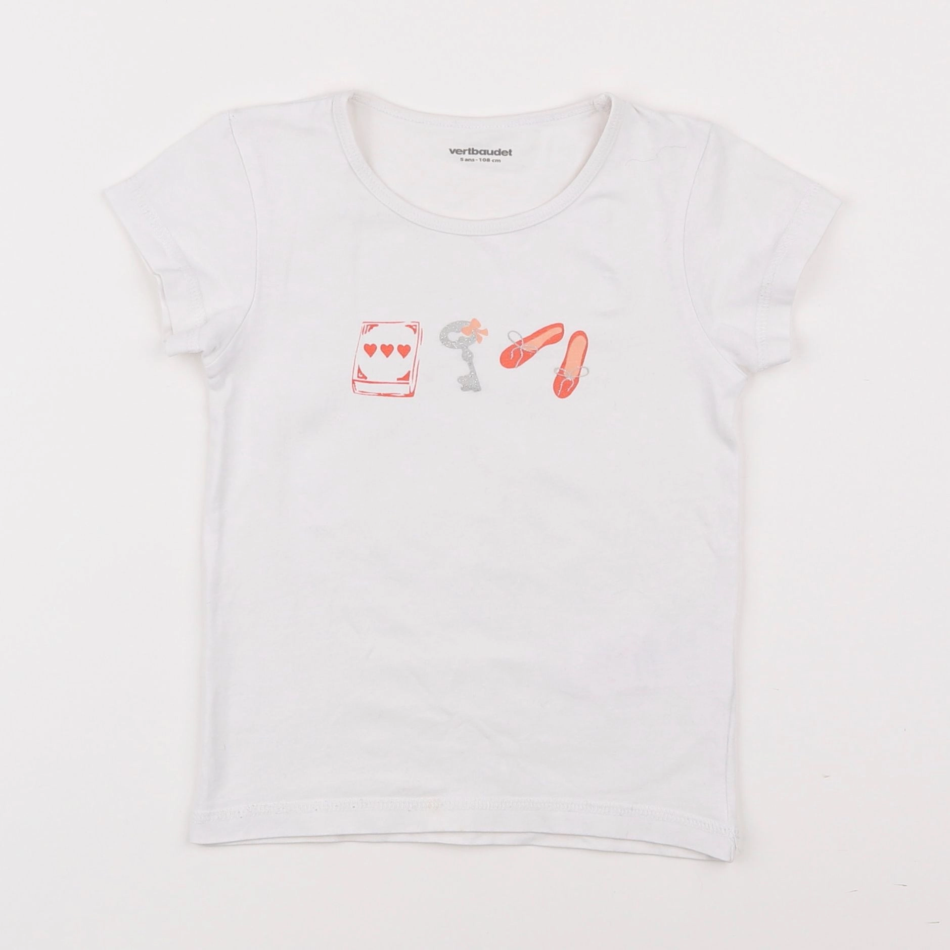 Vertbaudet - tee-shirt blanc - 5 ans