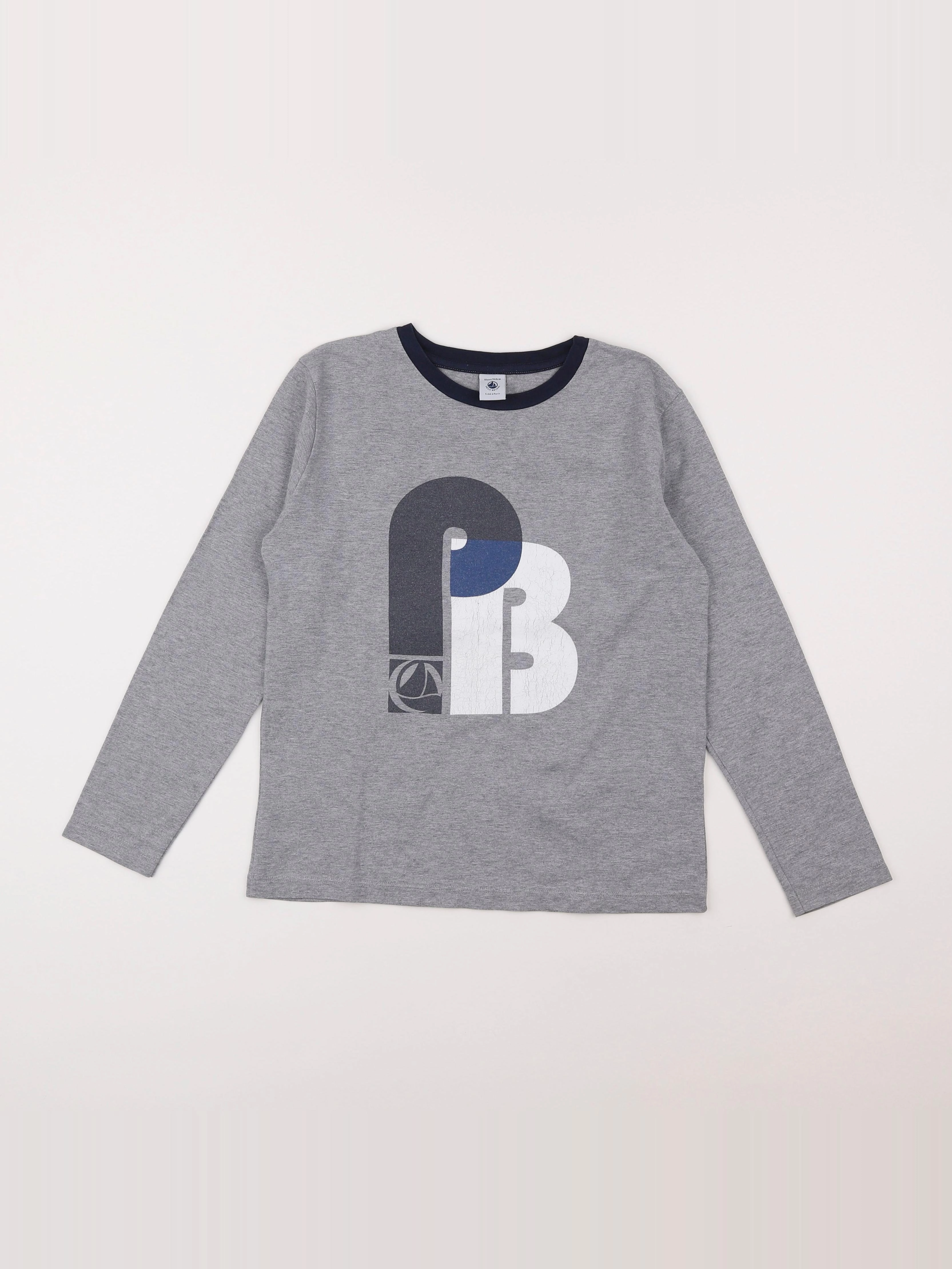 Petit Bateau - tee-shirt gris - 10 ans