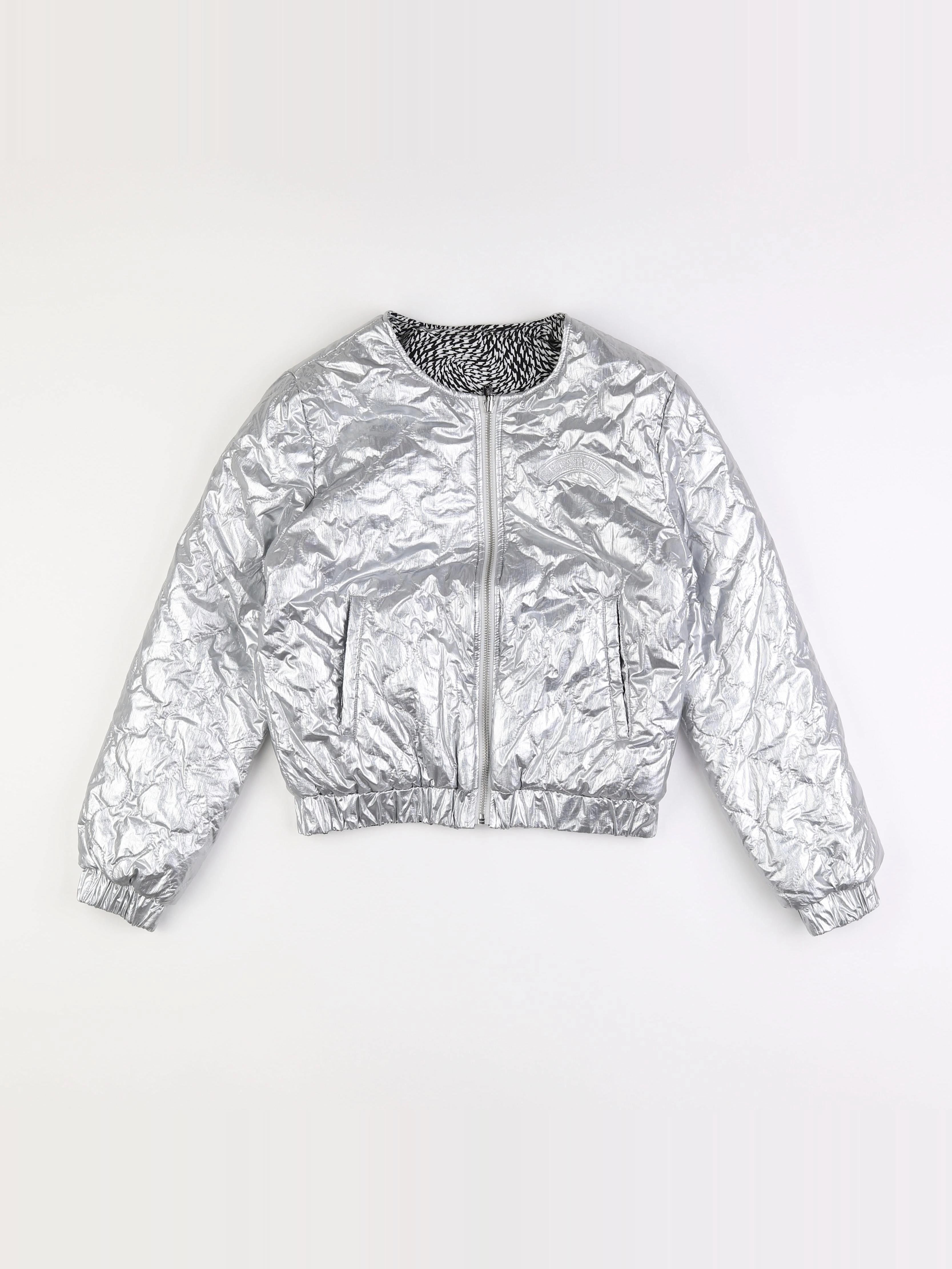 IKKS - doudoune réversible blanc, noir, argent - 12 ans