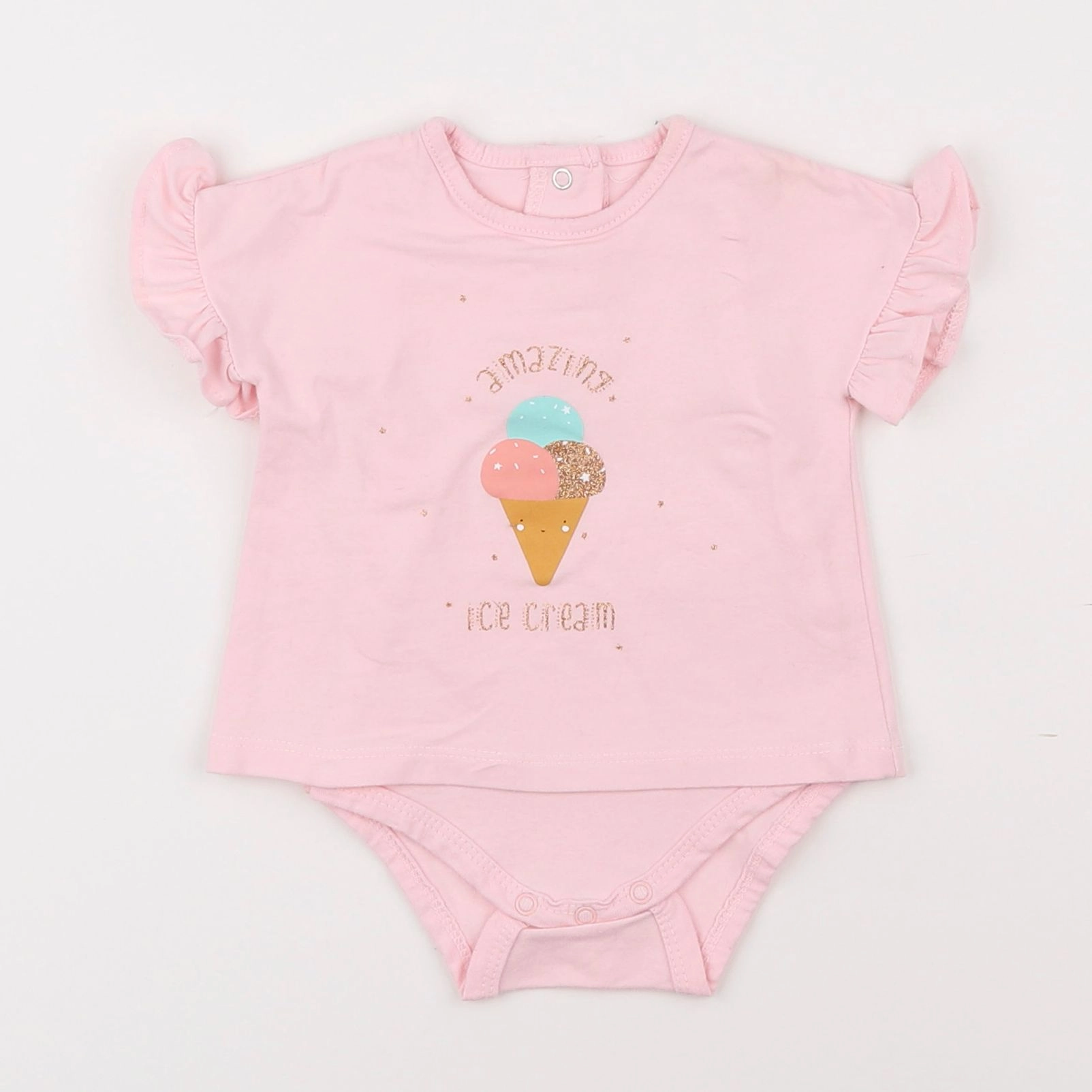 Vertbaudet - body tee-shirt rose - 3 mois