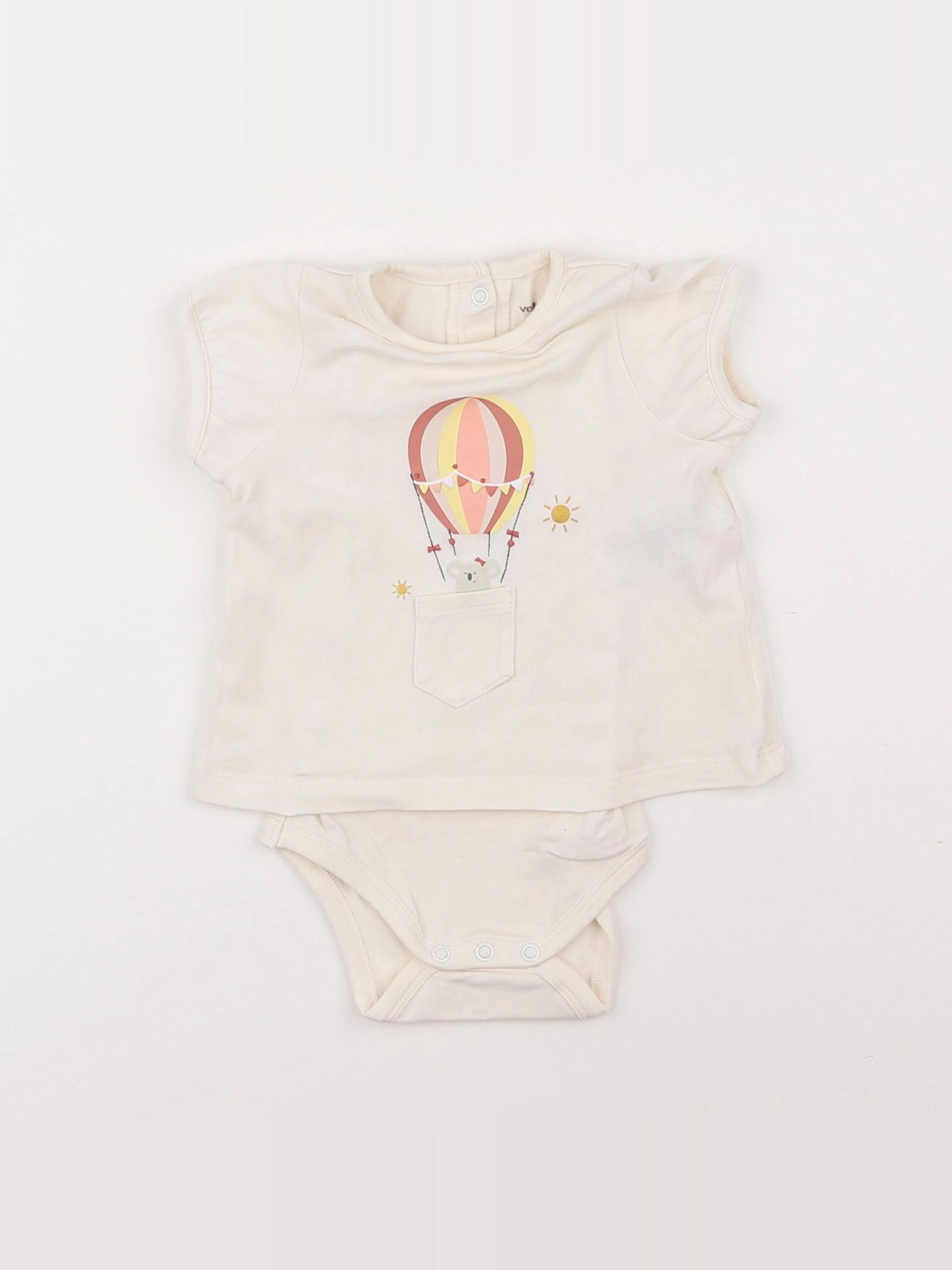 Vertbaudet - body tee-shirt beige - 3 mois