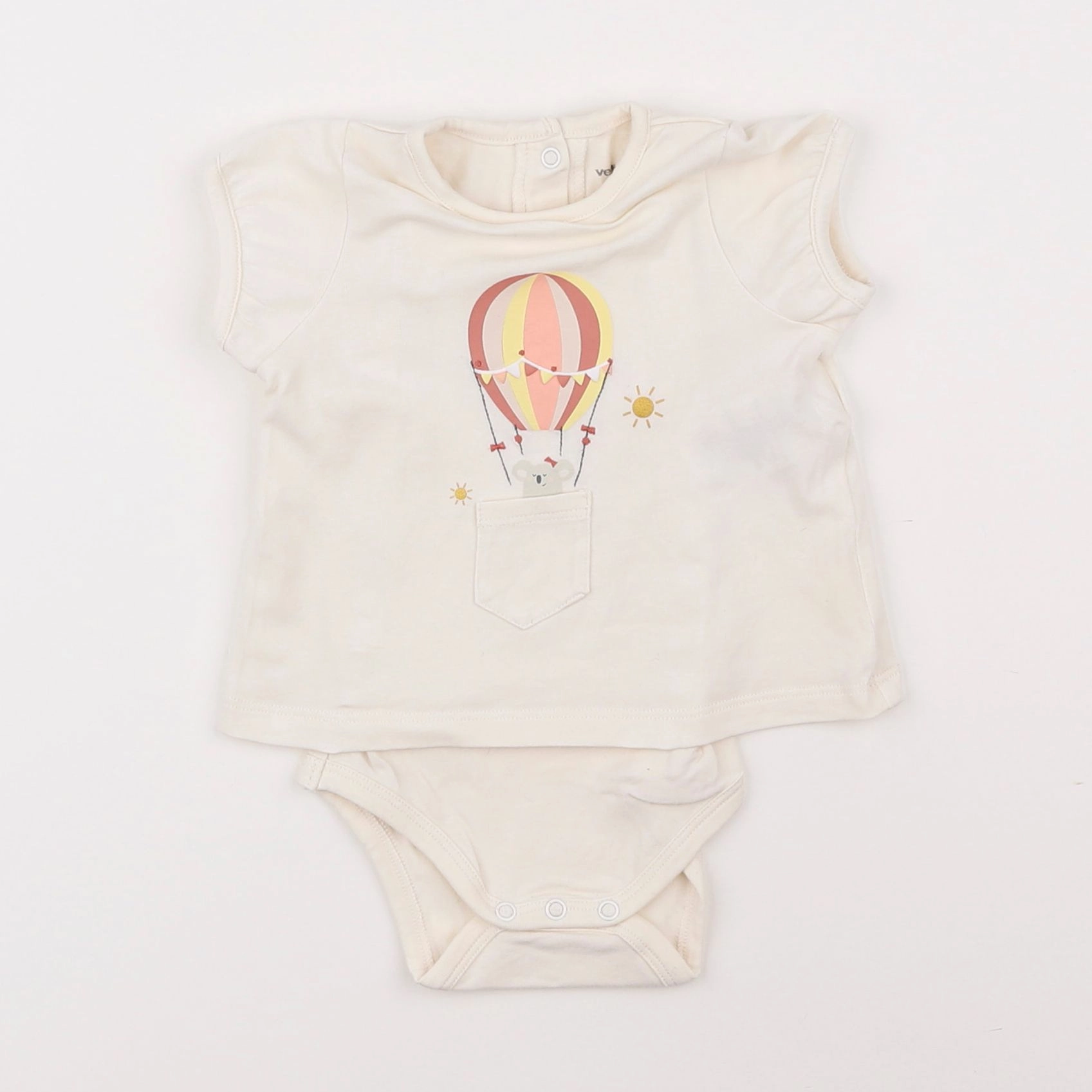 Vertbaudet - body tee-shirt beige - 3 mois