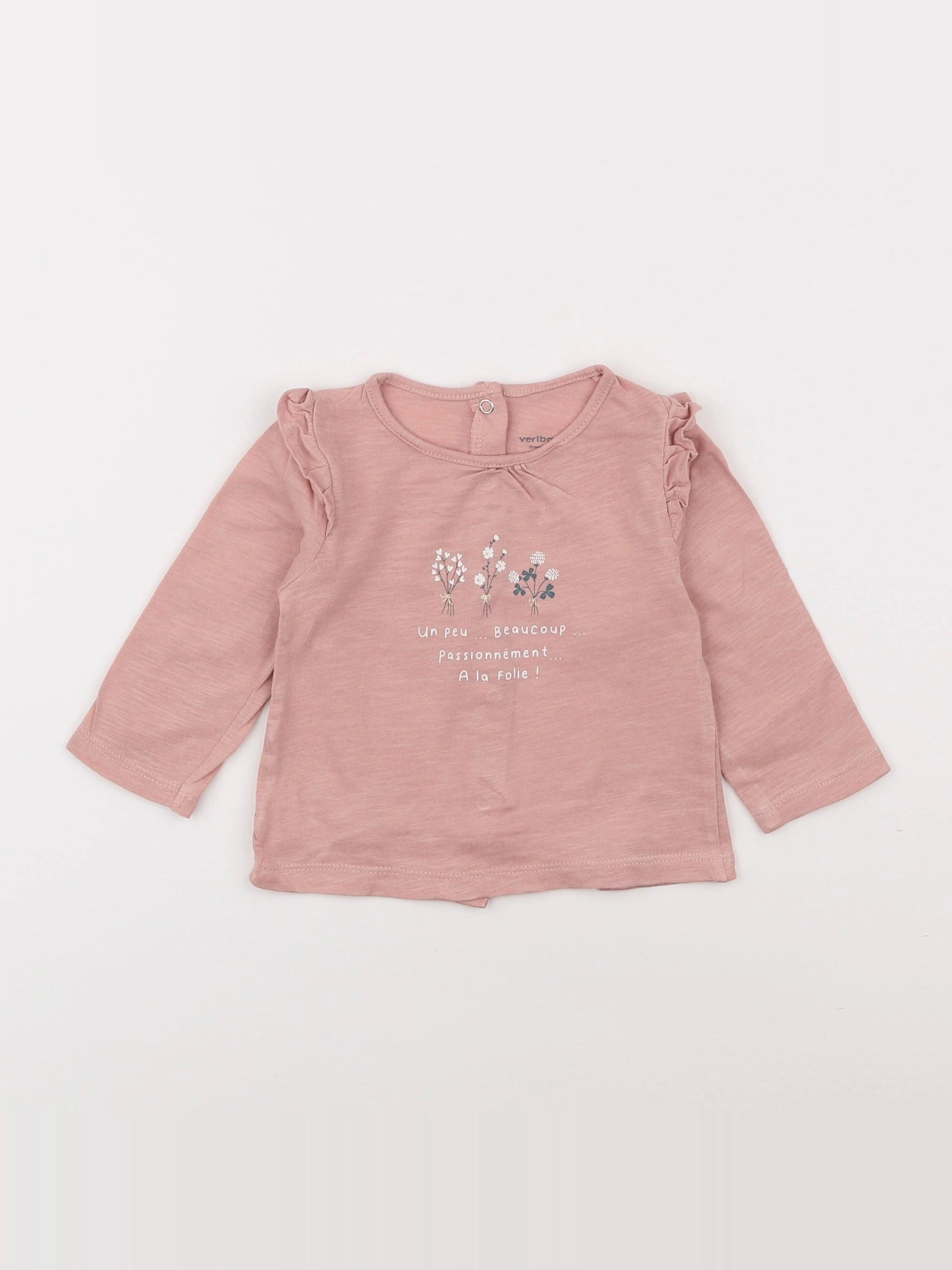 Vertbaudet - tee-shirt rose - 6 mois