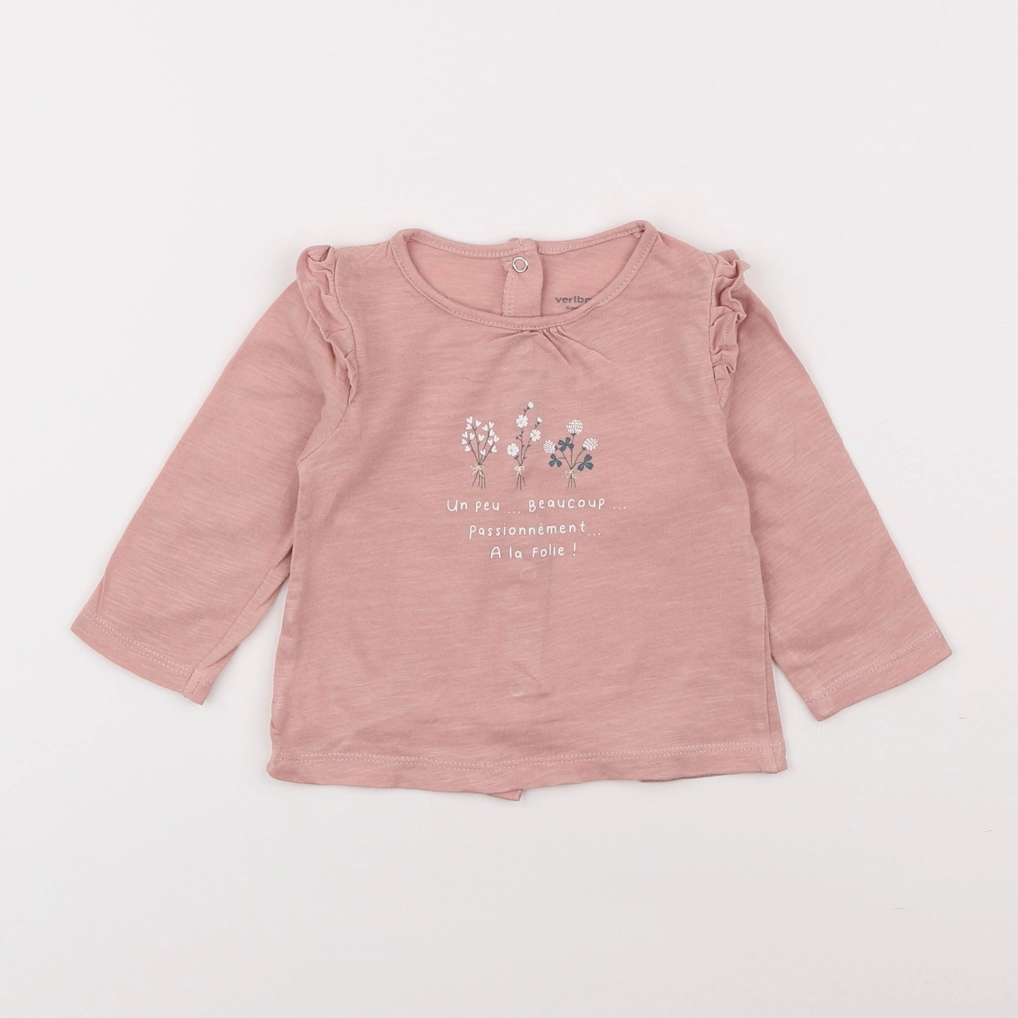 Vertbaudet - tee-shirt rose - 6 mois