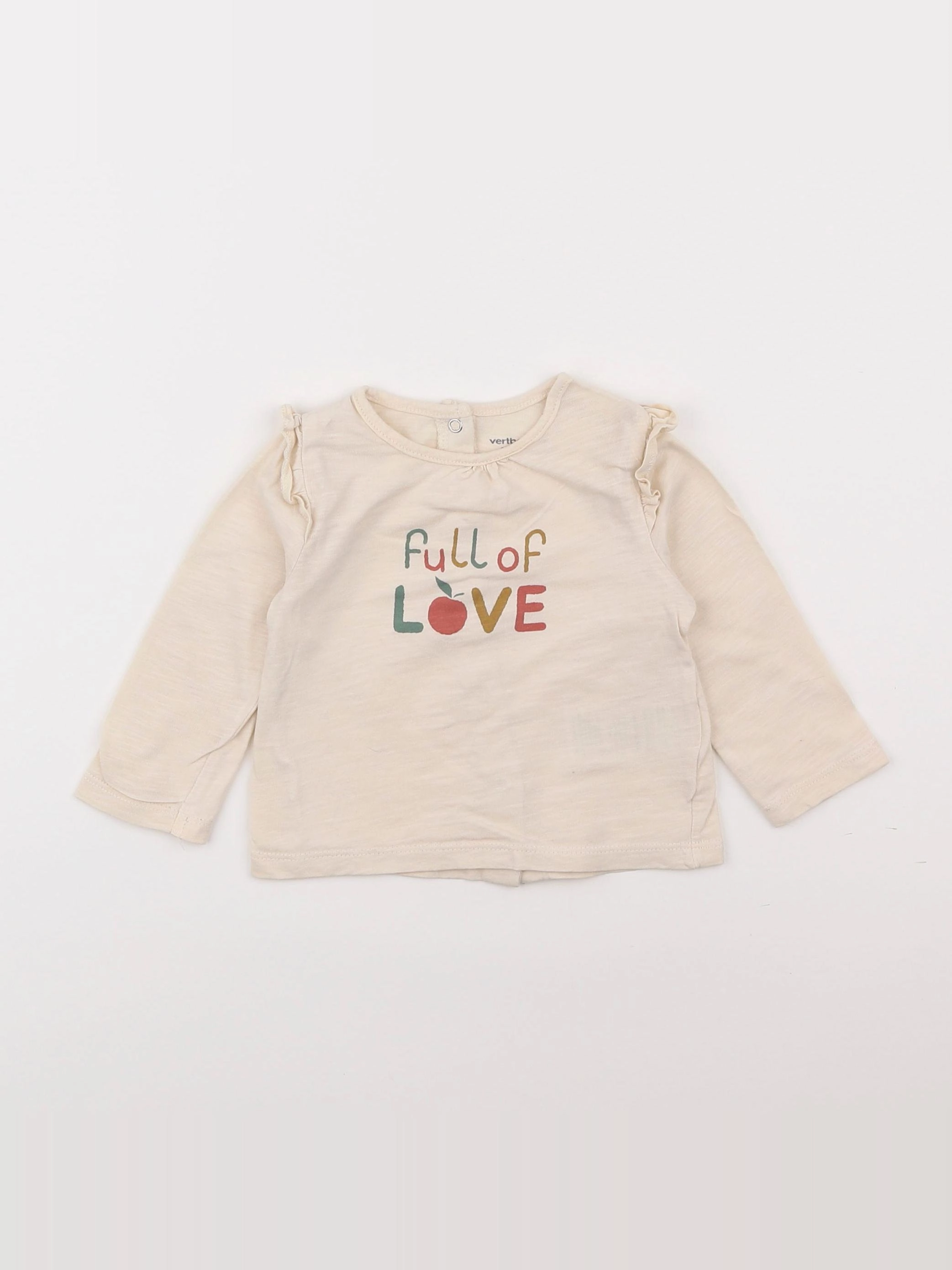Vertbaudet - tee-shirt beige - 6 mois