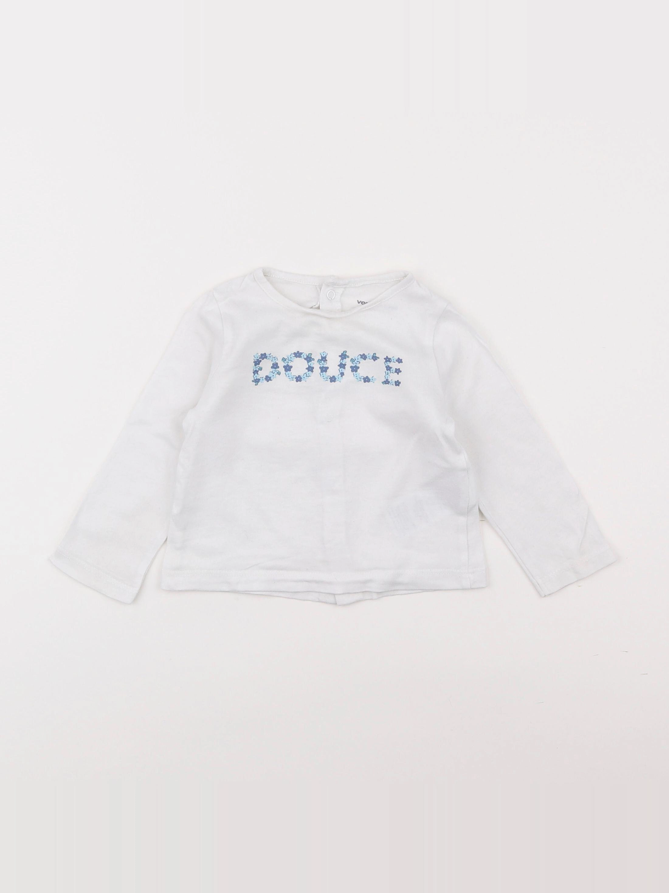 Vertbaudet - tee-shirt blanc - 6 mois