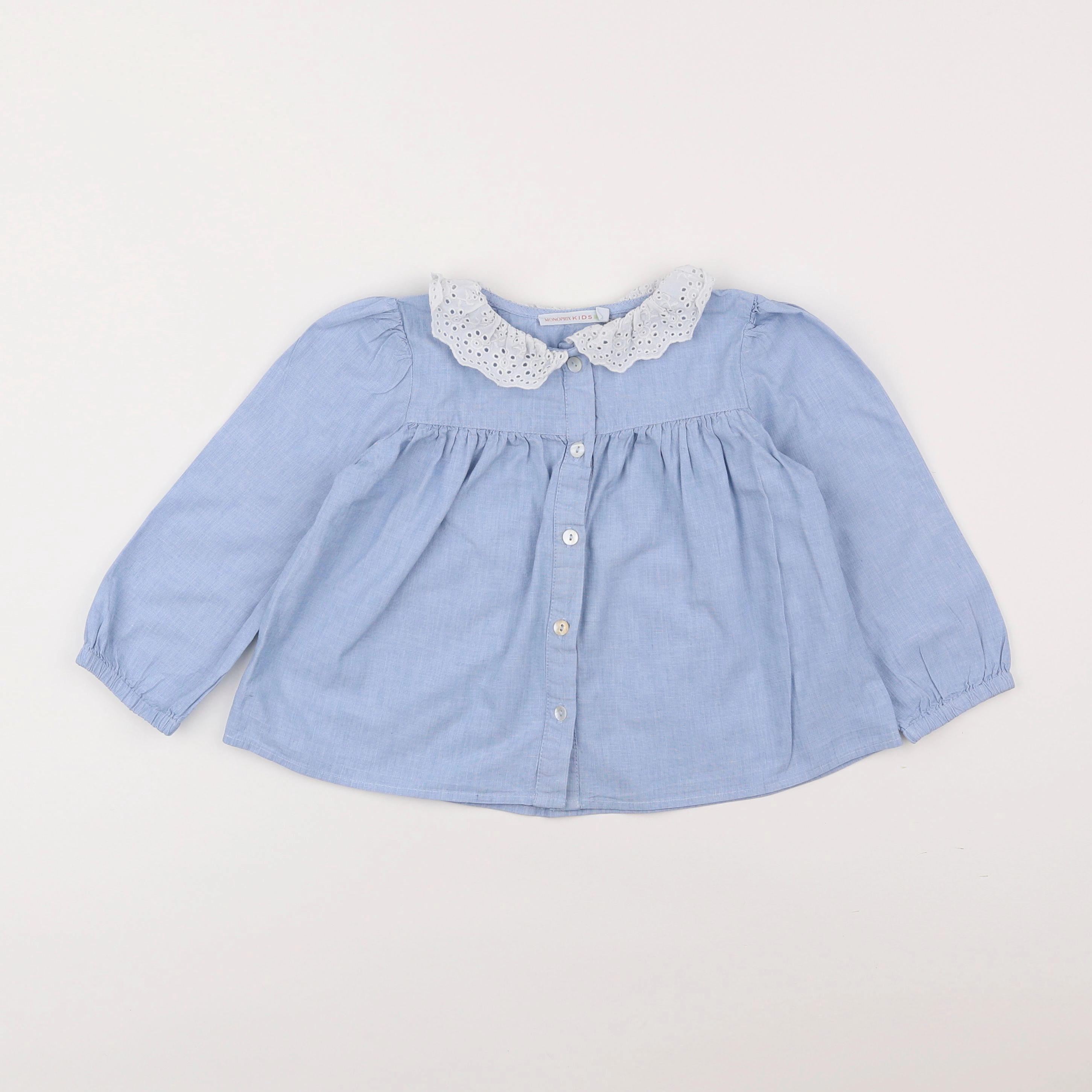 Monoprix - blouse bleu - 3 ans