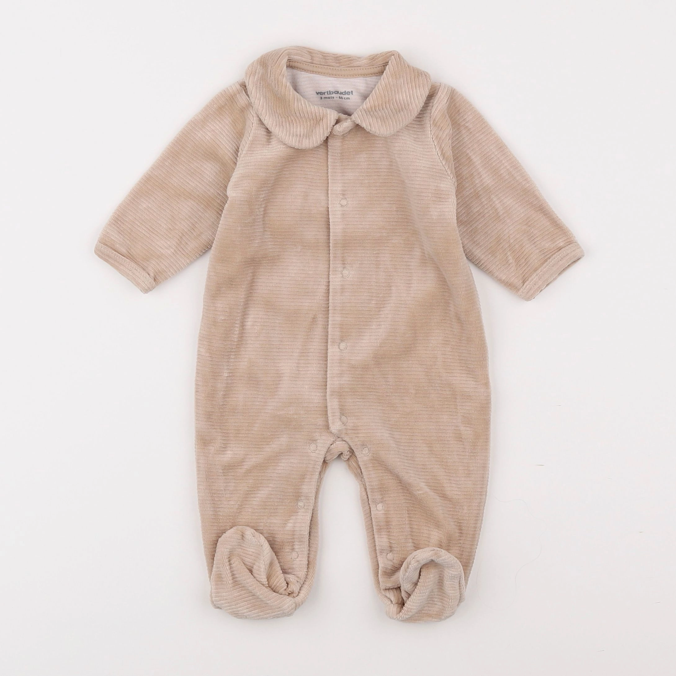 Vertbaudet - pyjama velours marron - 6 mois