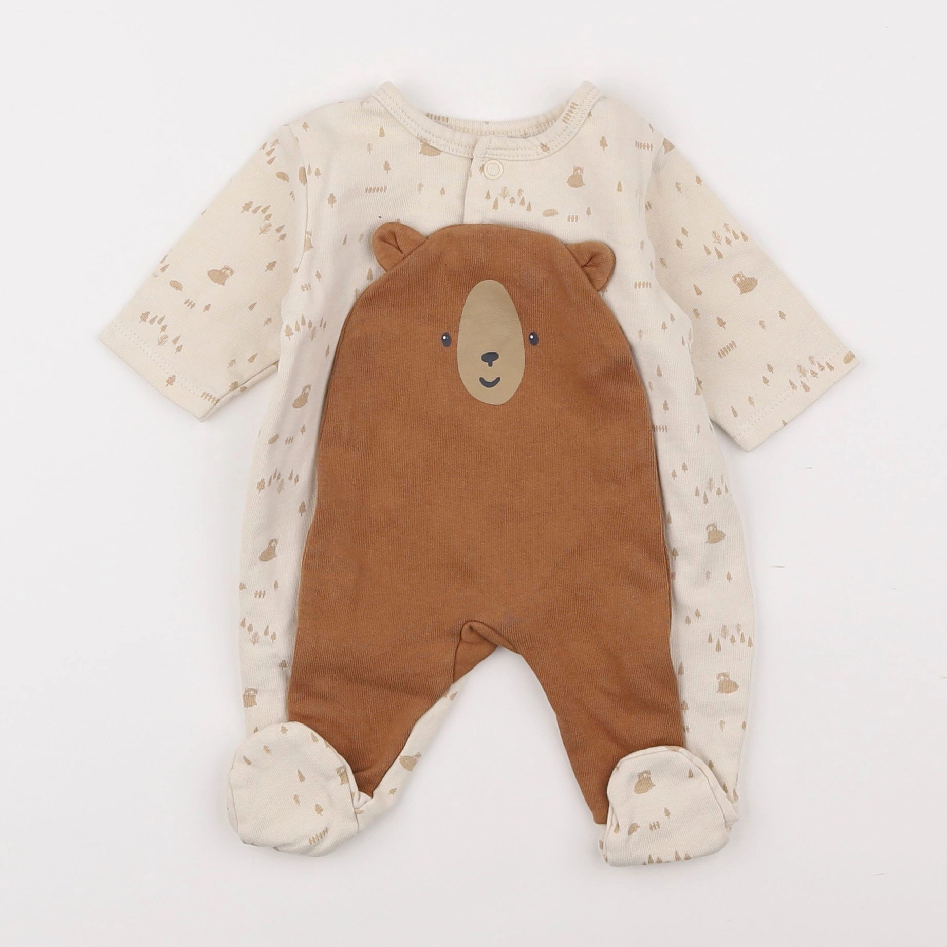 Vertbaudet - pyjama coton beige - 1 mois